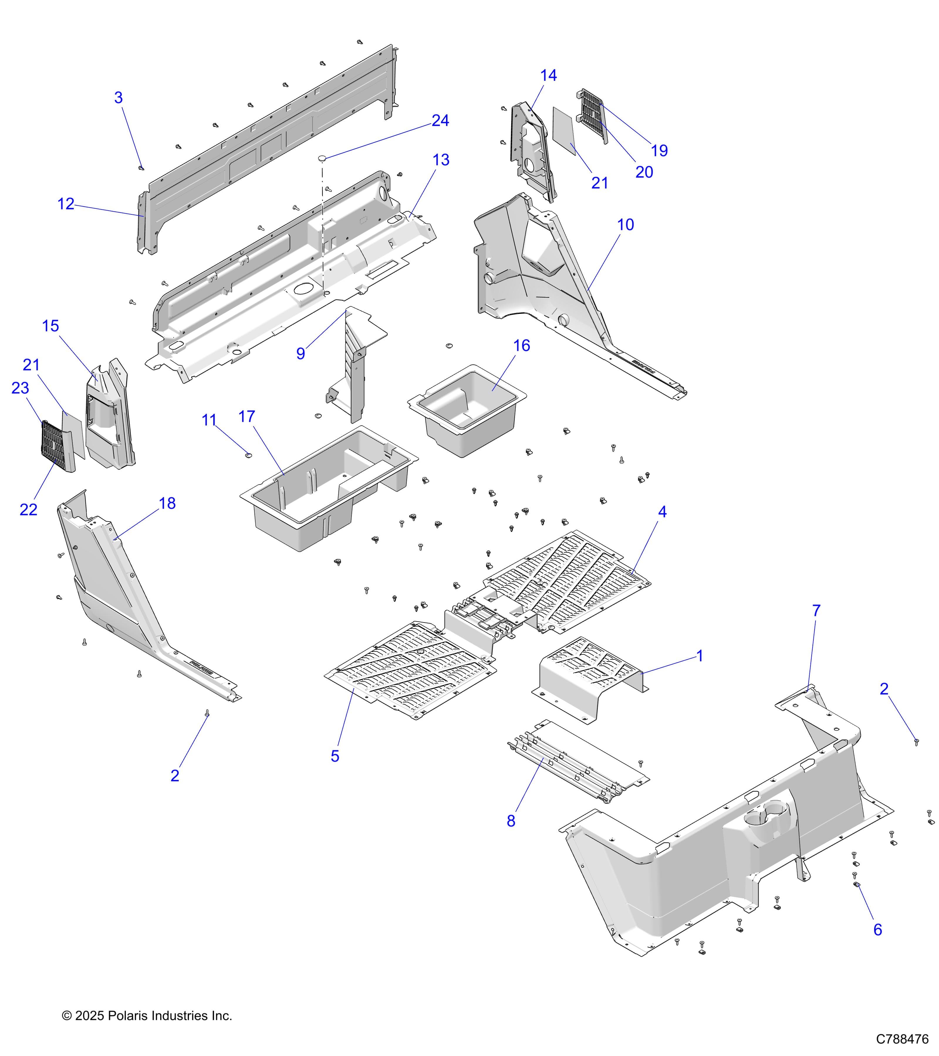 2026 RANGER 1000 CREW EPS β BODY, FLOOR REAR - R26T6E99A9/AF/AJ/AK/B9/BF/BJ/BK (C788476) diagram