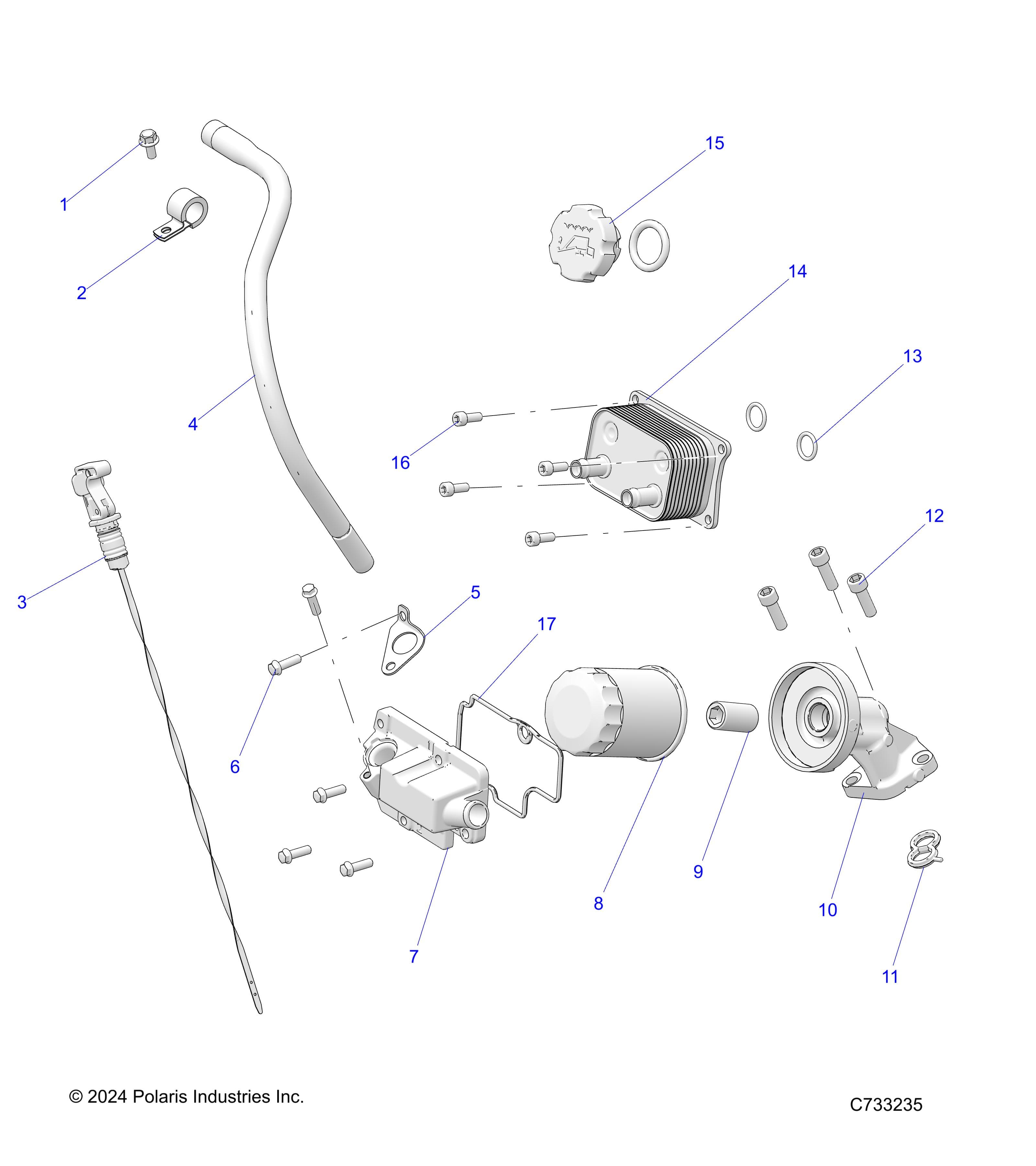 2026 RANGER 1000 XP CREW NSTR ULTIMATE TRAIL BOSS β ENGINE, DIPSTICK & OIL FILTER - R26RSV99AK (C733235) diagram