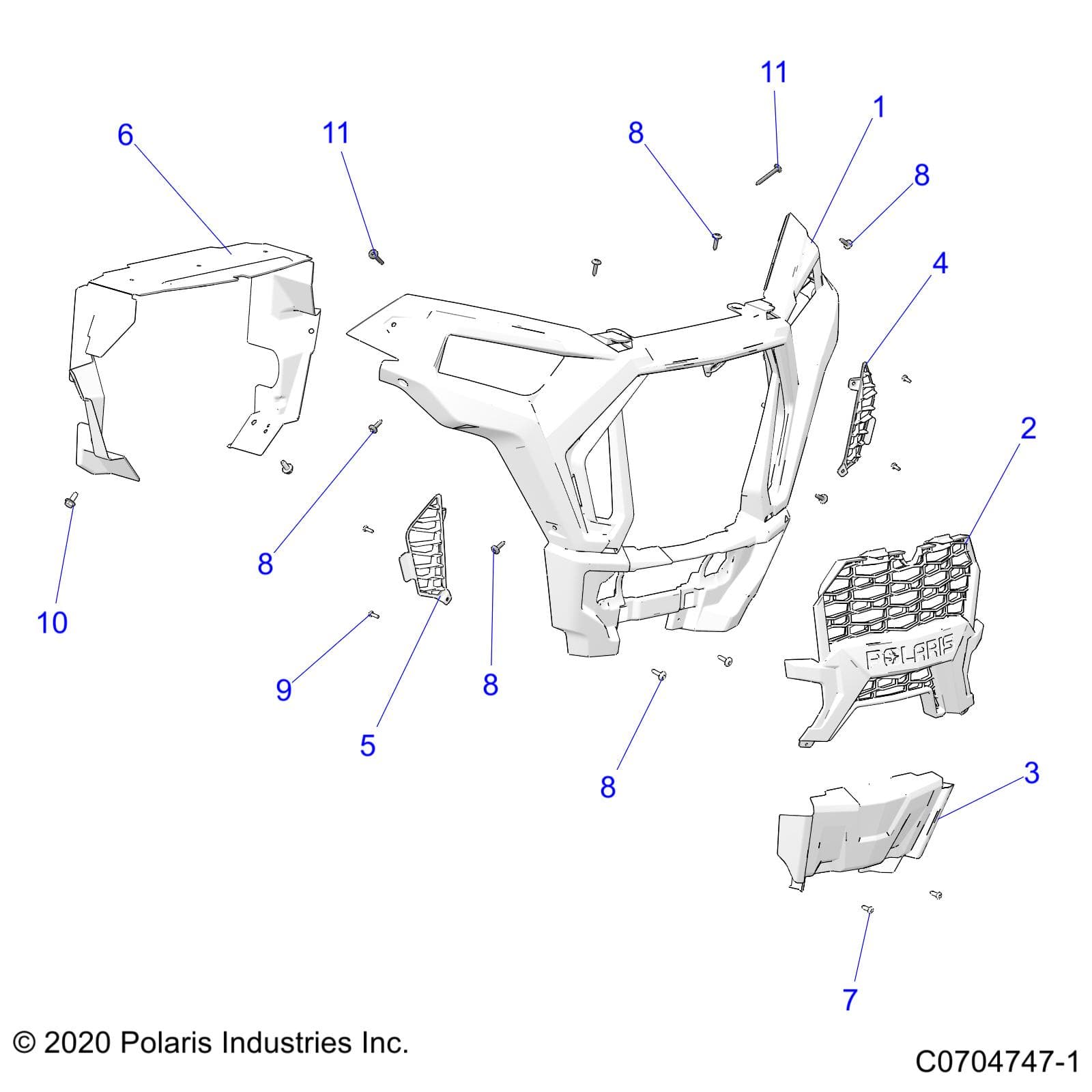 2026 RZR TRAIL S 1000 ULTIMATE β BODY, FRONT BUMPER - Z26ASF99A6 (C0704747-1) diagram
