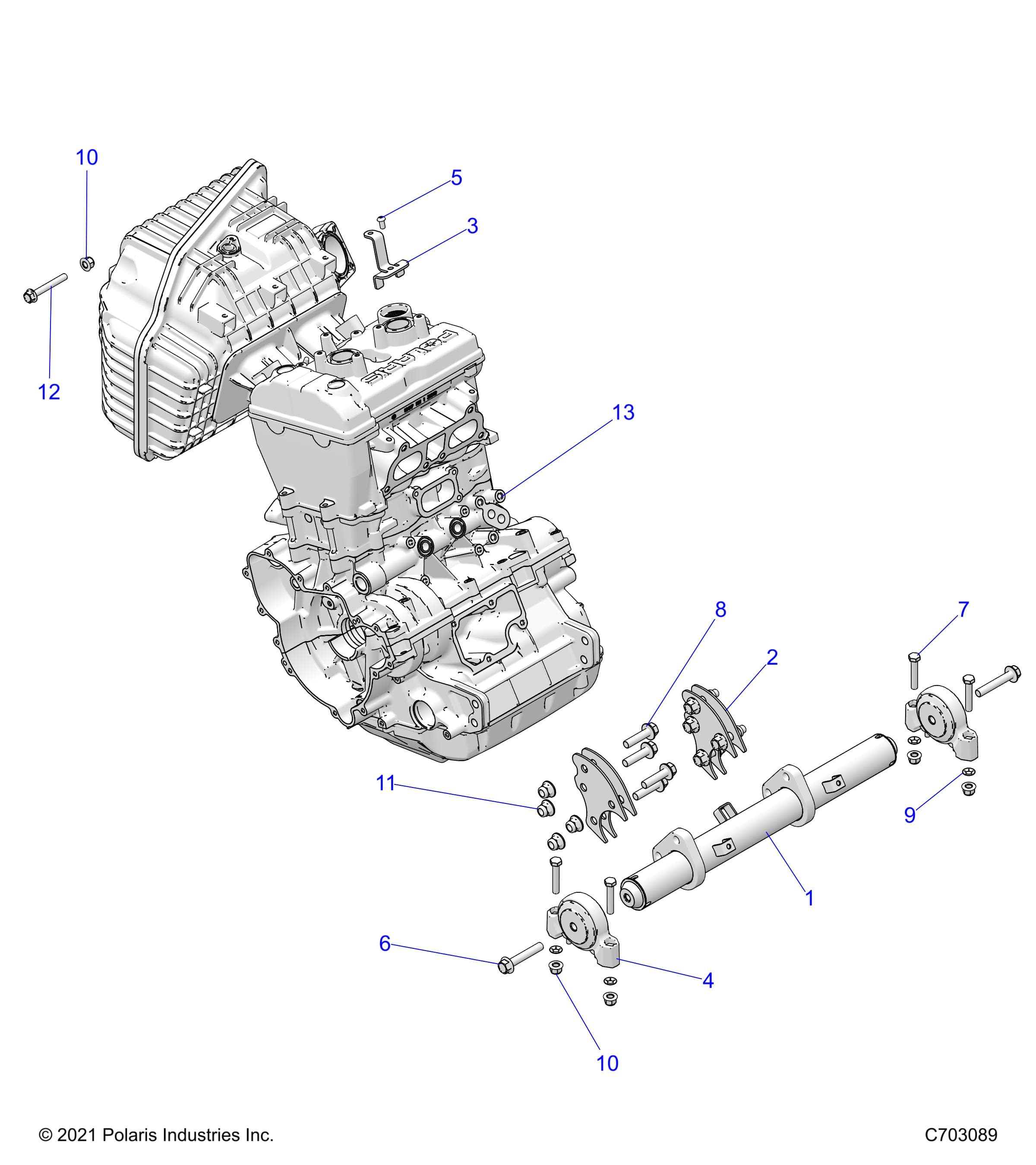 2026 RZR XP S 1000 SPORT β ENGINE, MOUNTING & LONG BLOCK - Z26NEX99A4/B4/A6/B6 (C703089) diagram