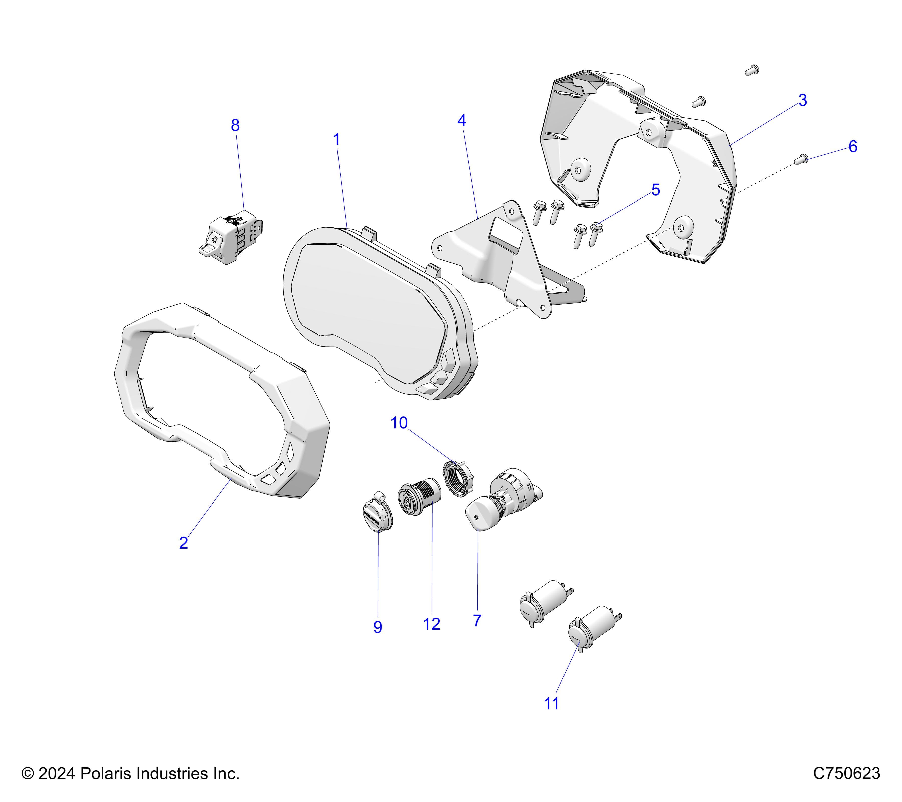 2026 RZR PRO XP 4 SPORT β ELECTRICAL, DASH INSTRUMENTS, CONTROLS, & LIGHTING - Z26X4E92A4/B4/A6/B6 (C750623) diagram