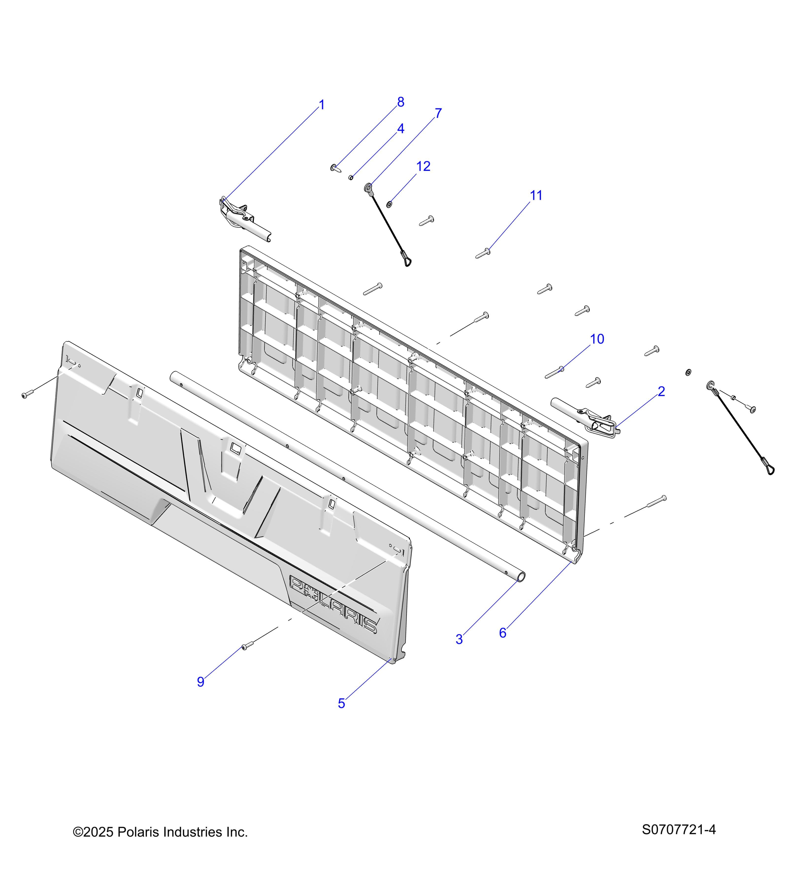 2026 RANGER 500 β BODY, BOX TAILGATE ASSEMBLY diagram