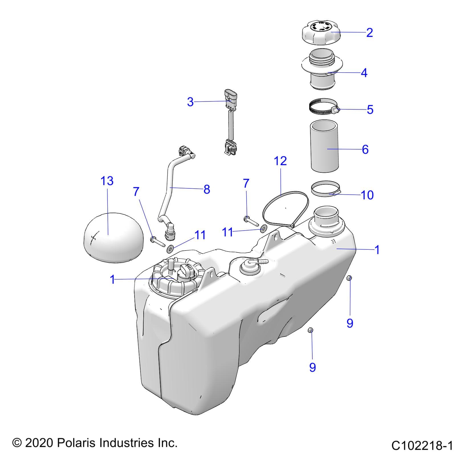 2026 SPORTSMAN 850 TRAIL 49 R01 - A26SXZ85A9/AN/AZ β FUEL SYSTEM, FUEL TANK - A26SXZ85A9/AN/AZ (C102218-1) diagram