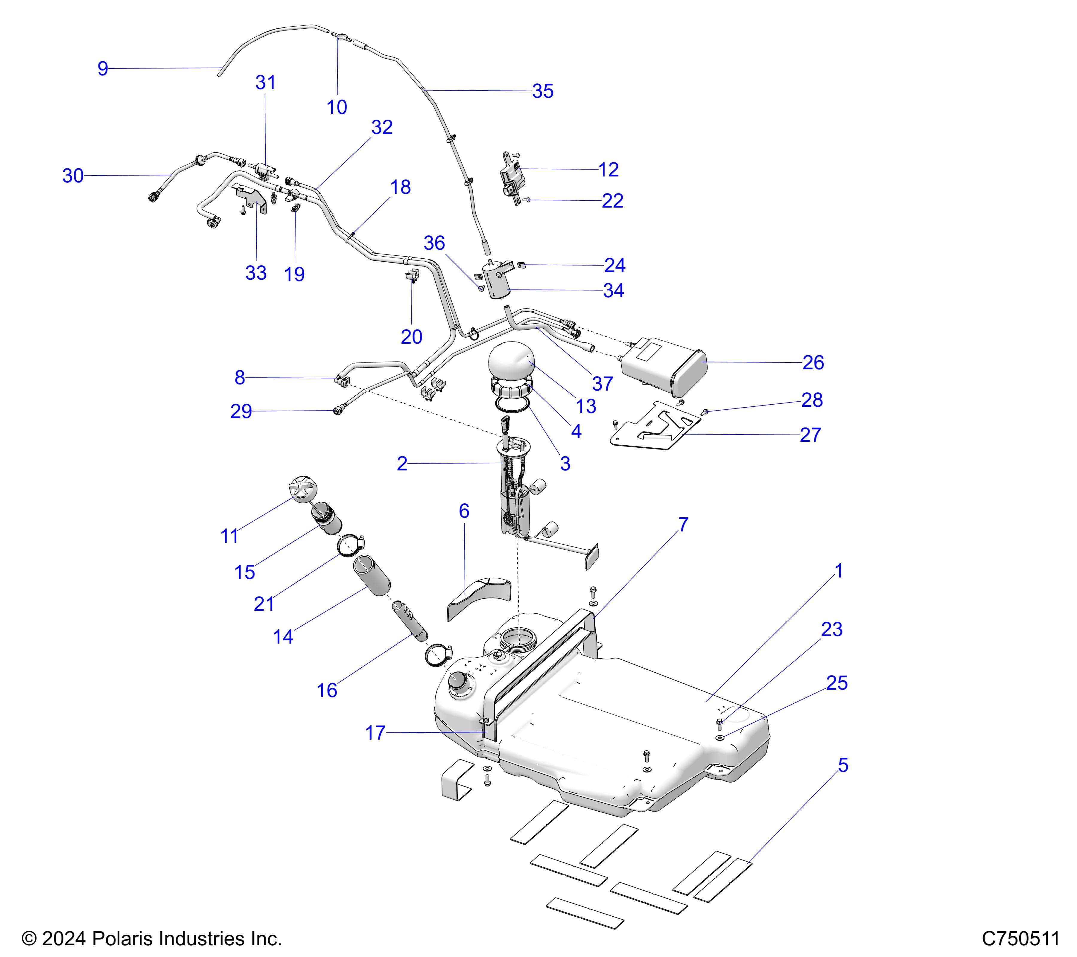 2026 RZR PRO S SPORT β FUEL SYSTEM, EVAP - Z26SPE92A4/B4/A6/B6 (C750511) diagram