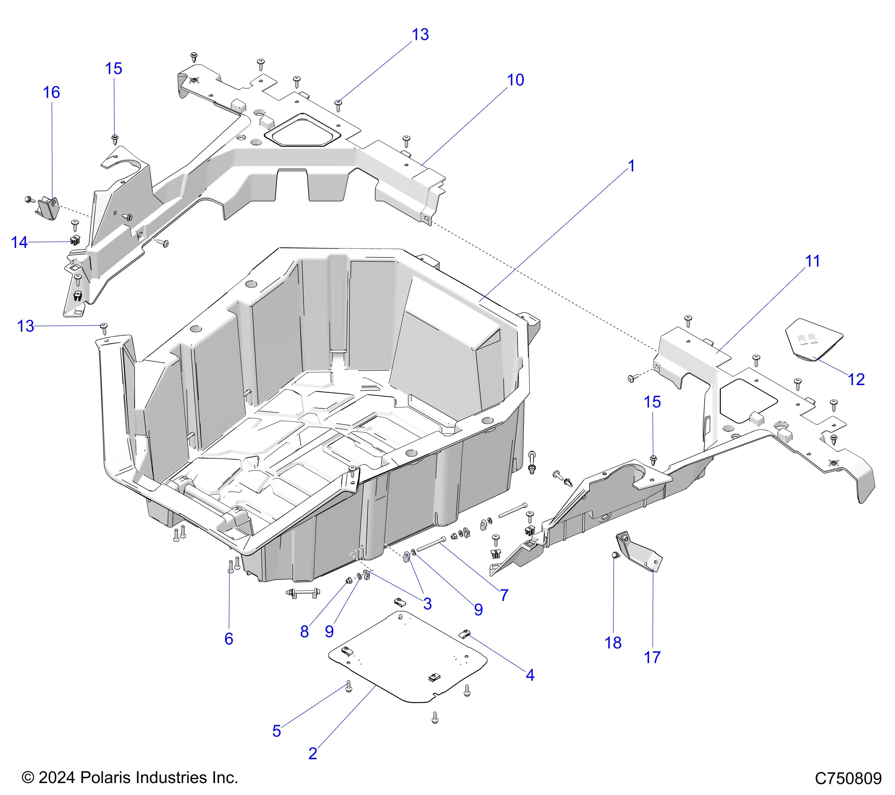 2026 RZR PRO XP SPORT β BODY, CARGO BOX - Z26XPE92A4/B4/A6/B6 (C750809) diagram