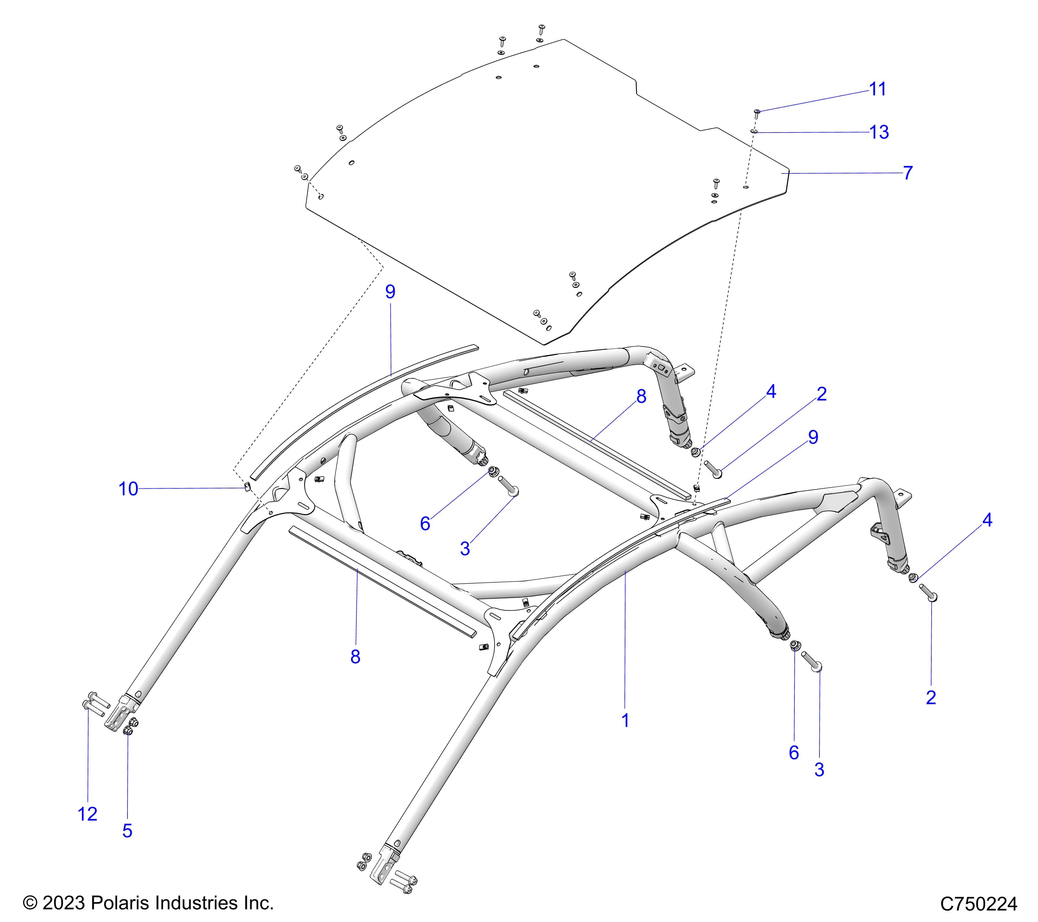 2026 RZR PRO R ULTIMATE β CHASSIS, CAB FRAME - Z26RPK2KAR/BR/AV/BV/AC/BC/AJ/BJ (C750224) diagram