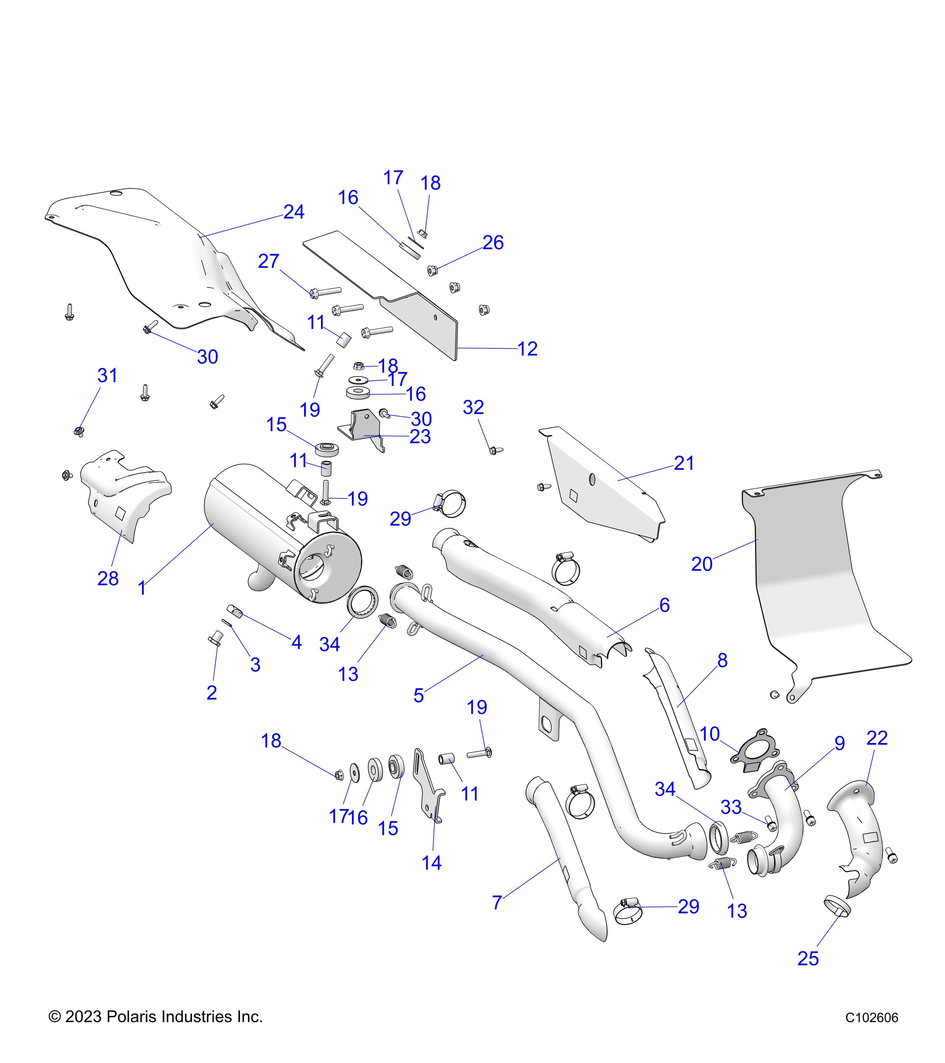 2026 SPORTSMAN TOURING 570 PREM β ENGINE, EXHAUST - A26SDZ57AB (C102606) diagram