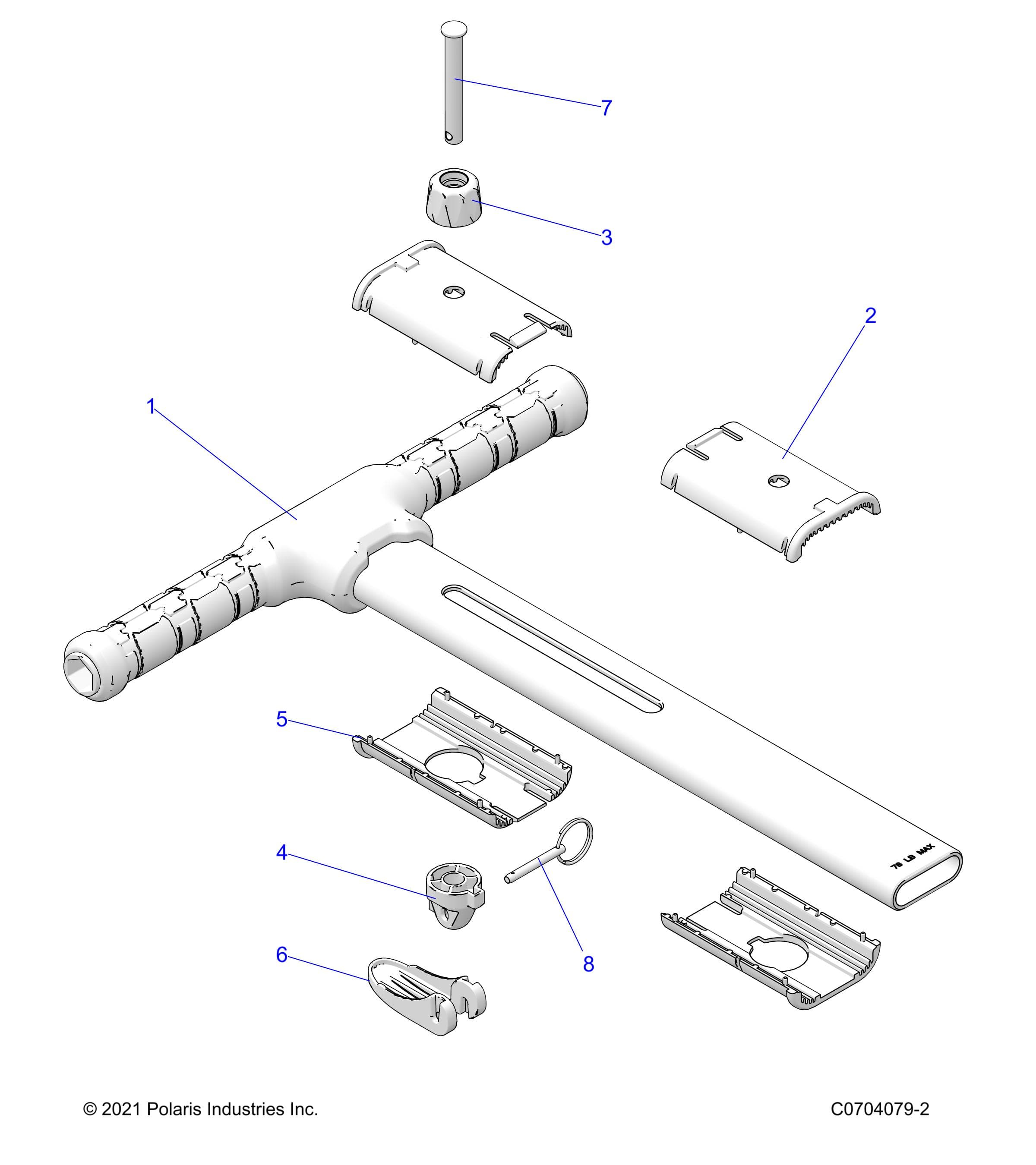 2026 RZR XP S 4 1000 SPORT β BODY, GRAB BAR, PASSENGER - Z26NMX99A4/B4/A6/B6 (C0704079-2) diagram