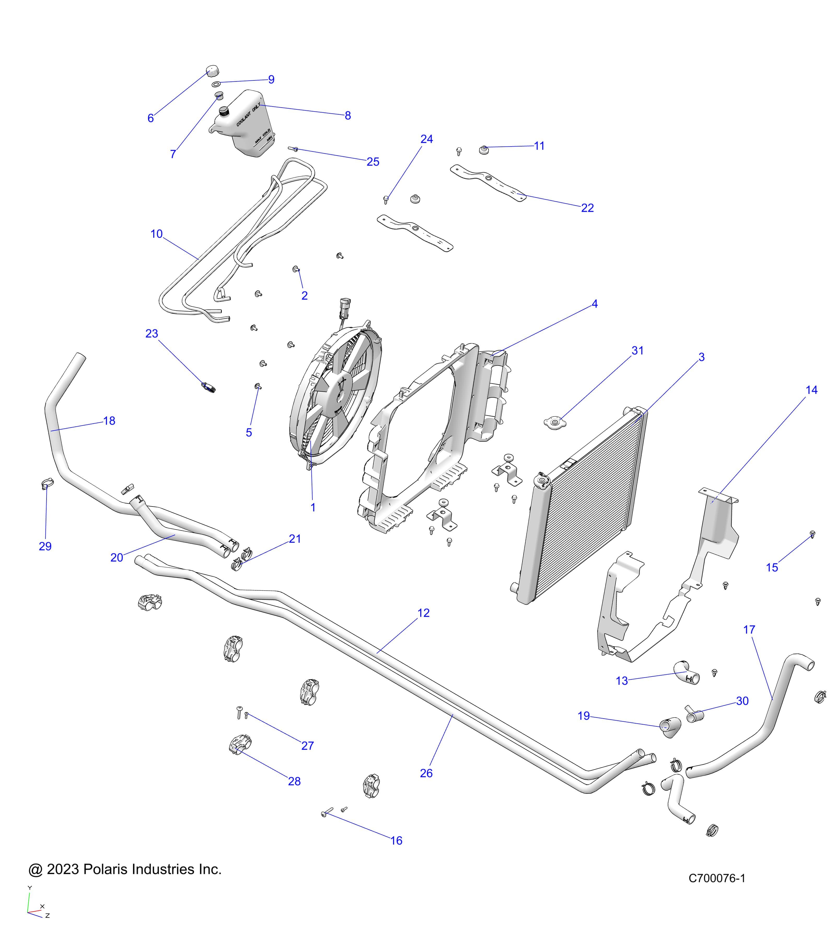 2026 RANGER 1000 XP NSTR β ENGINE, COOLING SYSTEM - R26RRU99A9/AF/AH/AB/AS/B9/BF/BH/BB/BS (C700076-1) diagram