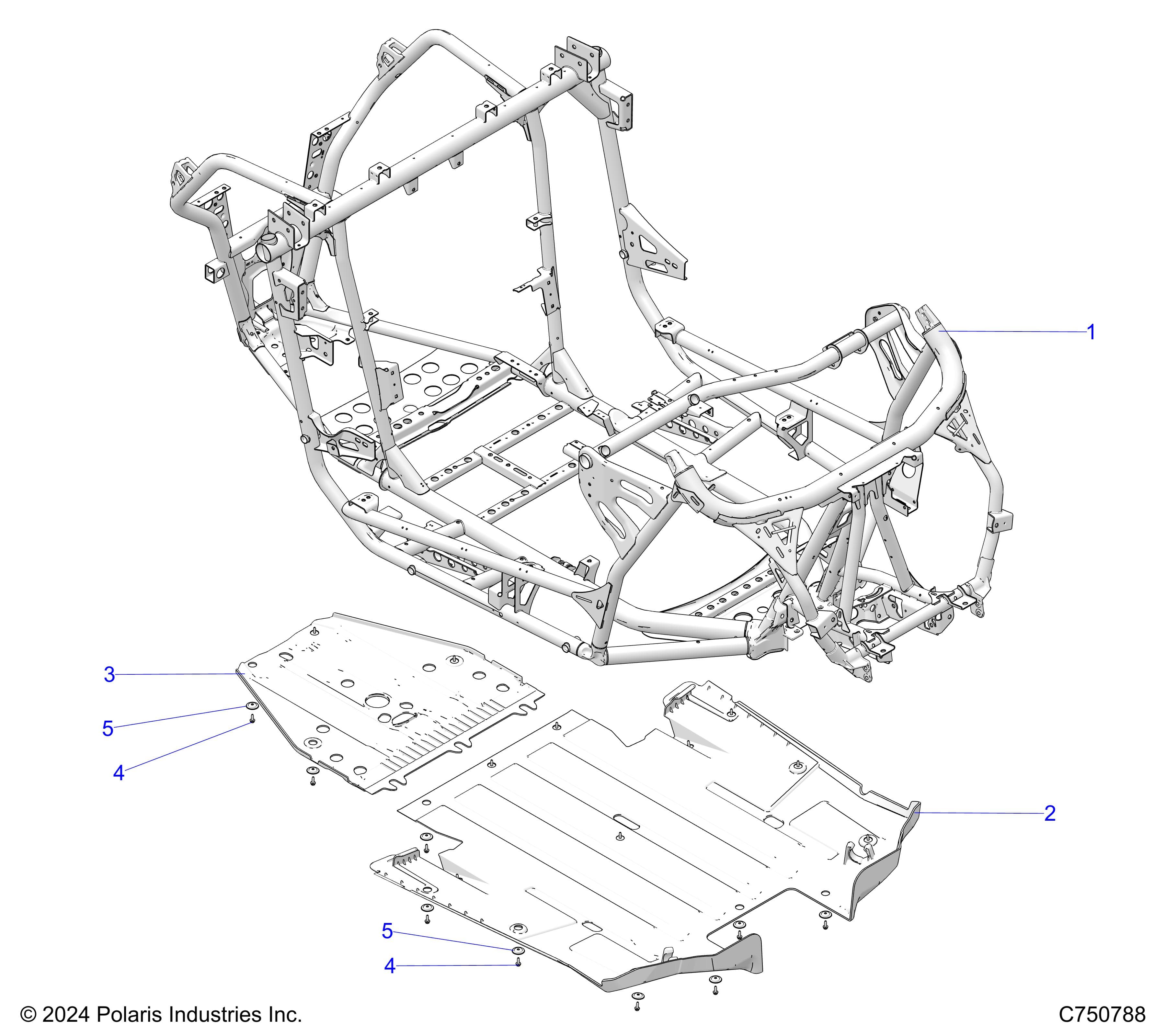 2026 RZR PRO XP ULTIMATE β CHASSIS, MAIN FRAME AND SKID PLATES - Z26XPD92AN/BN/AH/BH (C750788) diagram