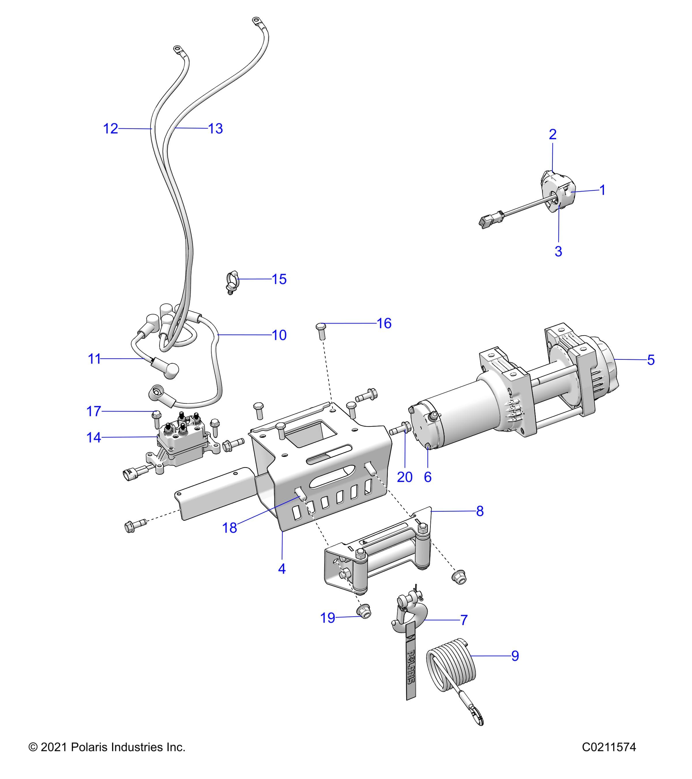 2026 SPORTSMAN 850 TRAIL 49 R01 - A26SXZ85A9/AN/AZ β CHASSIS, WINCH - A26SXZ85A9/AN/AZ (C0211574) diagram