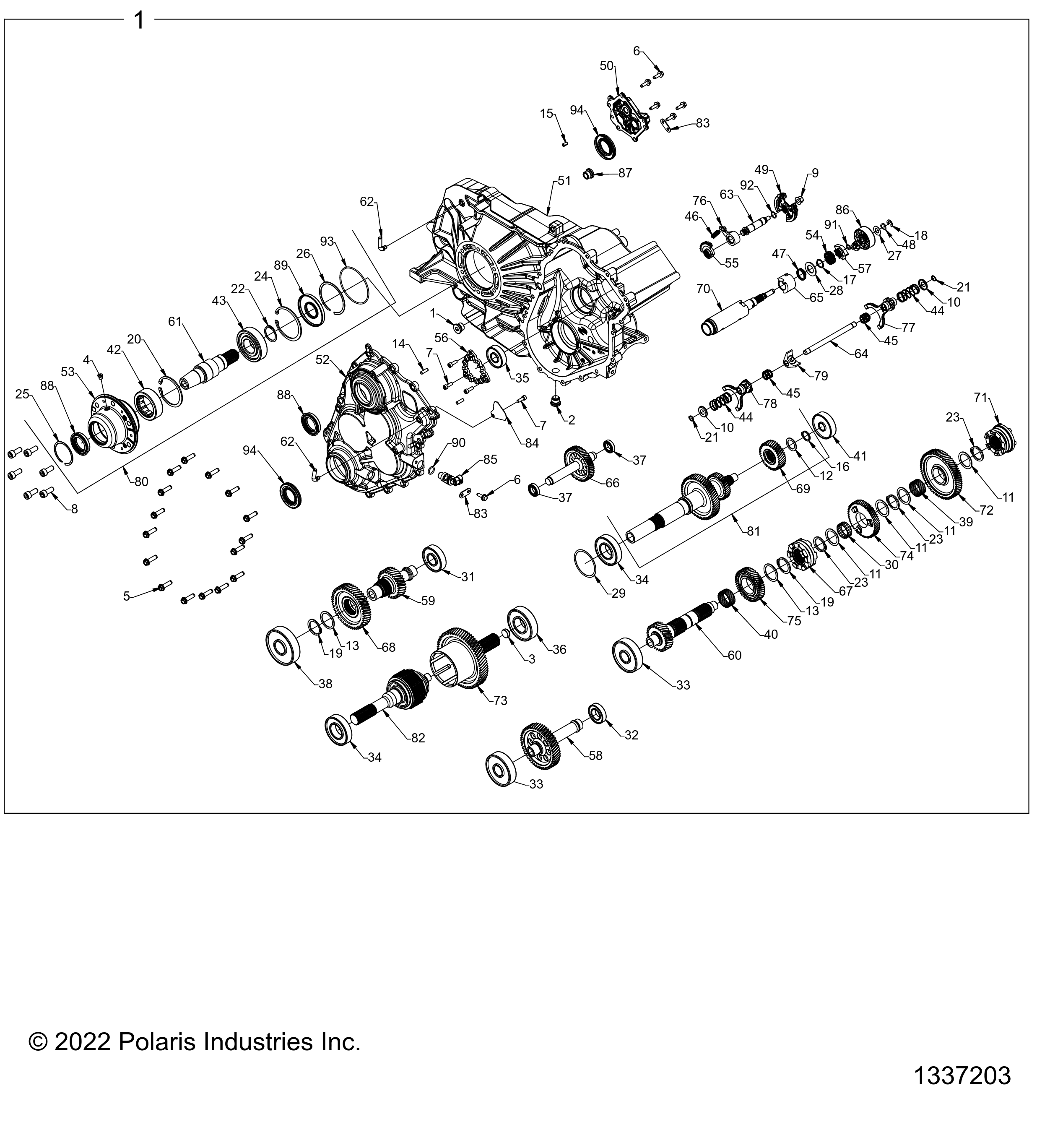 2026 RZR PRO R LE β DRIVE TRAIN, GEARCASE, MAIN - Z26RPP2KBL (1337203) diagram