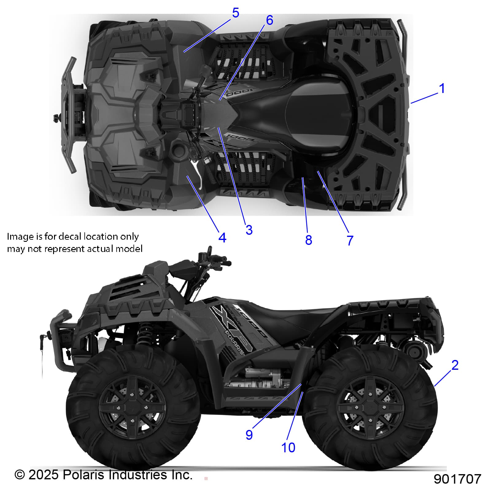 2026 SPORTSMAN XP 1000 MUD R01 - A26SXM95AR β BODY, DECALS STANDARD - A26SXM95AR (901707) diagram