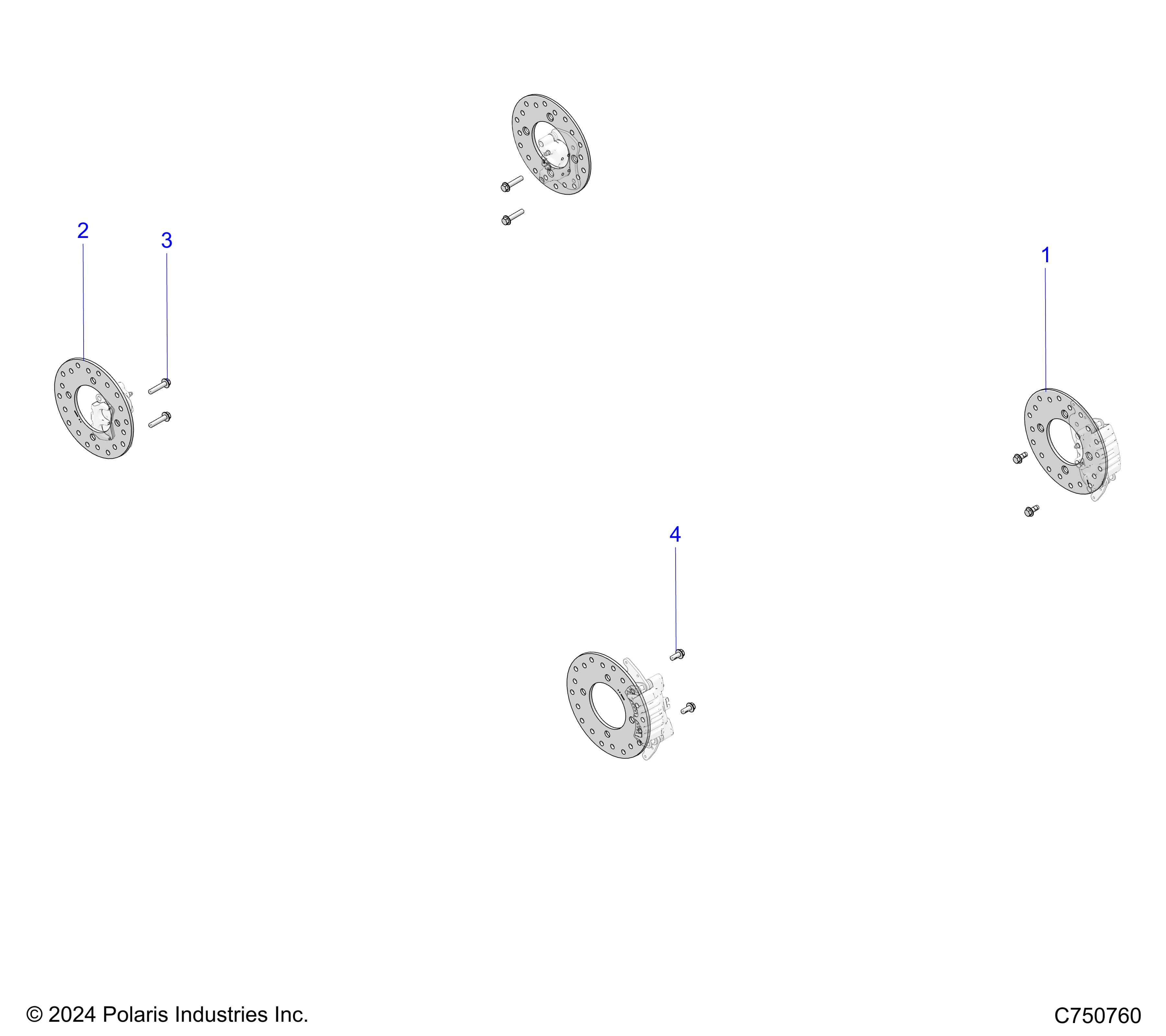 2026 RZR PRO XP SPORT β BRAKES, CALIPER MOUNTING AND ROTORS - Z26XPE92A4/B4/A6/B6 (C750083) diagram