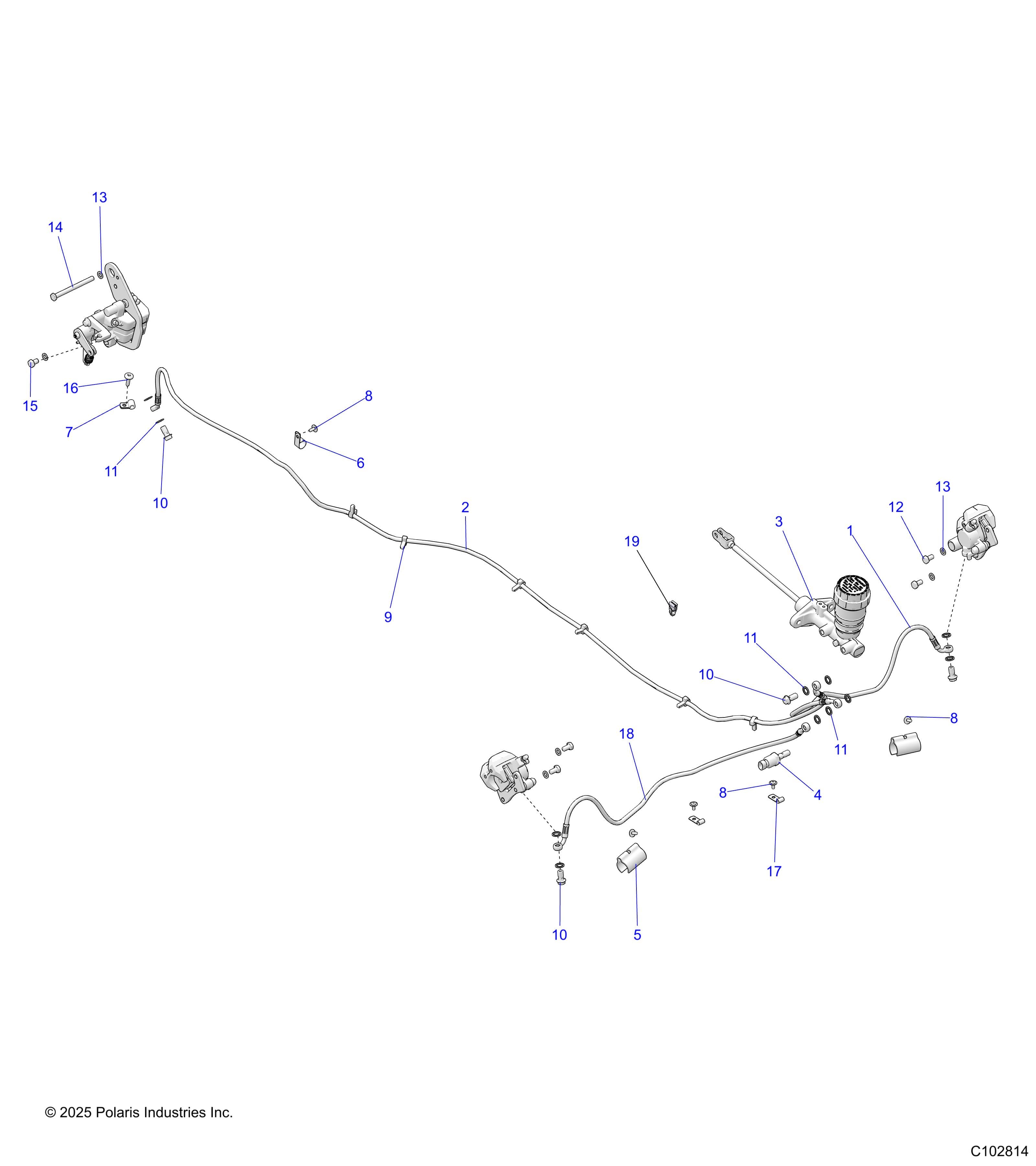 2026 RANGER 150 EFI AU — BRAKES, BRAKE LINES AND MASTER CYLINDER - R26HZA15D5 (C102814) diagram