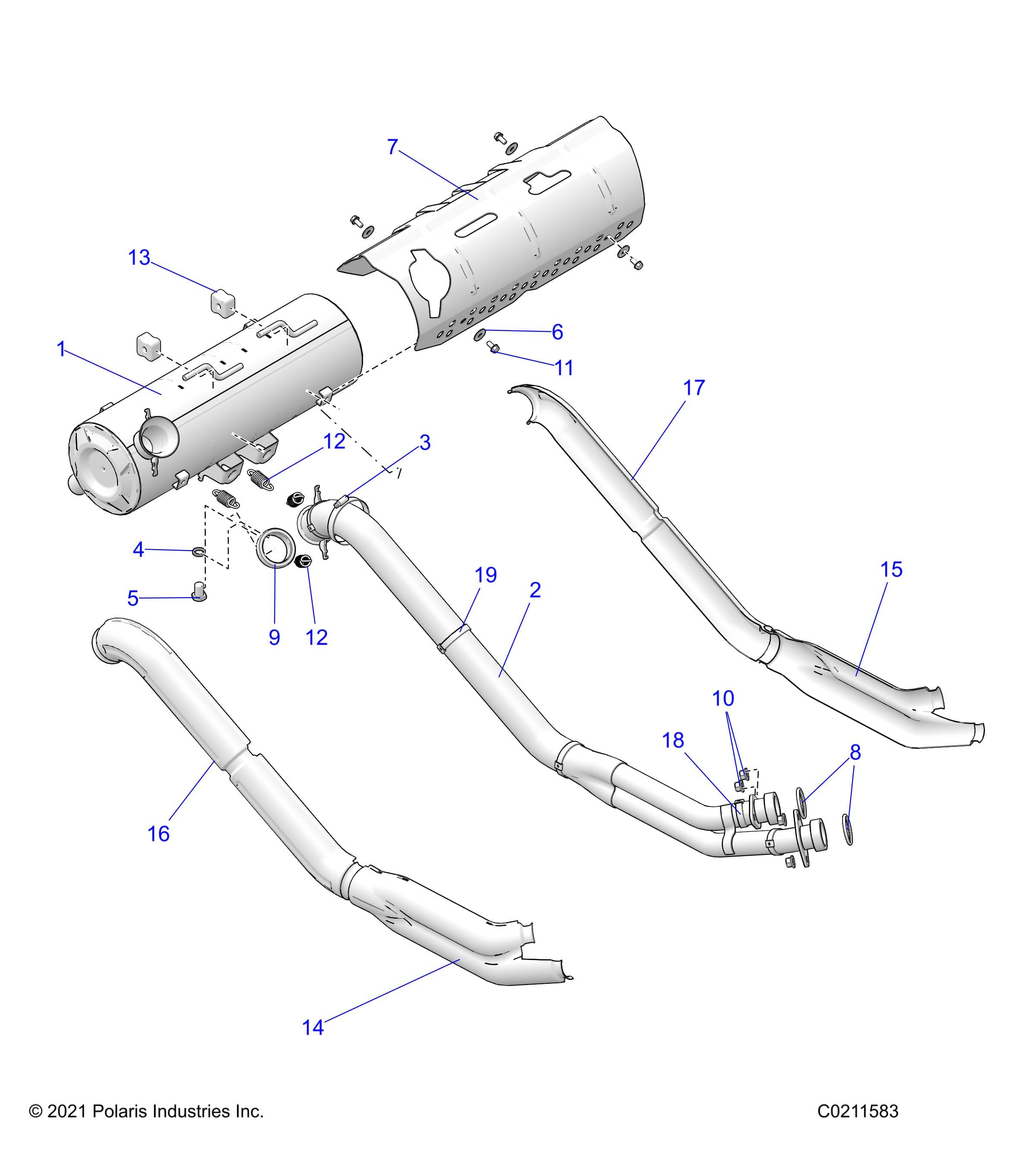 2026 SPORTSMAN TOURING XP 1000 R01 - A26SYY95AK β ENGINE, EXHAUST - A26SYY95AK (C0211583) diagram