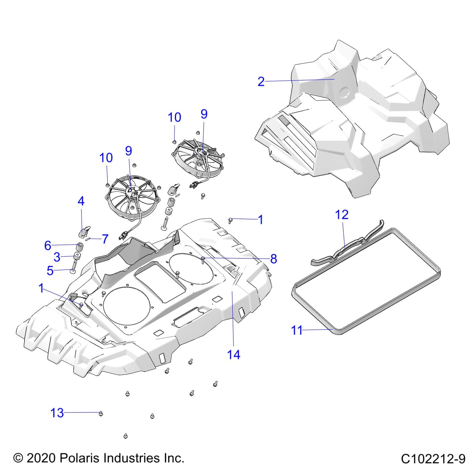 2026 SPORTSMAN XP 1000 MUD R01 - A26SXM95AR β ENGINE, COOLING SYSTEM, FANS AND SHROUDS - A26SXM95AR (C102212-9) diagram