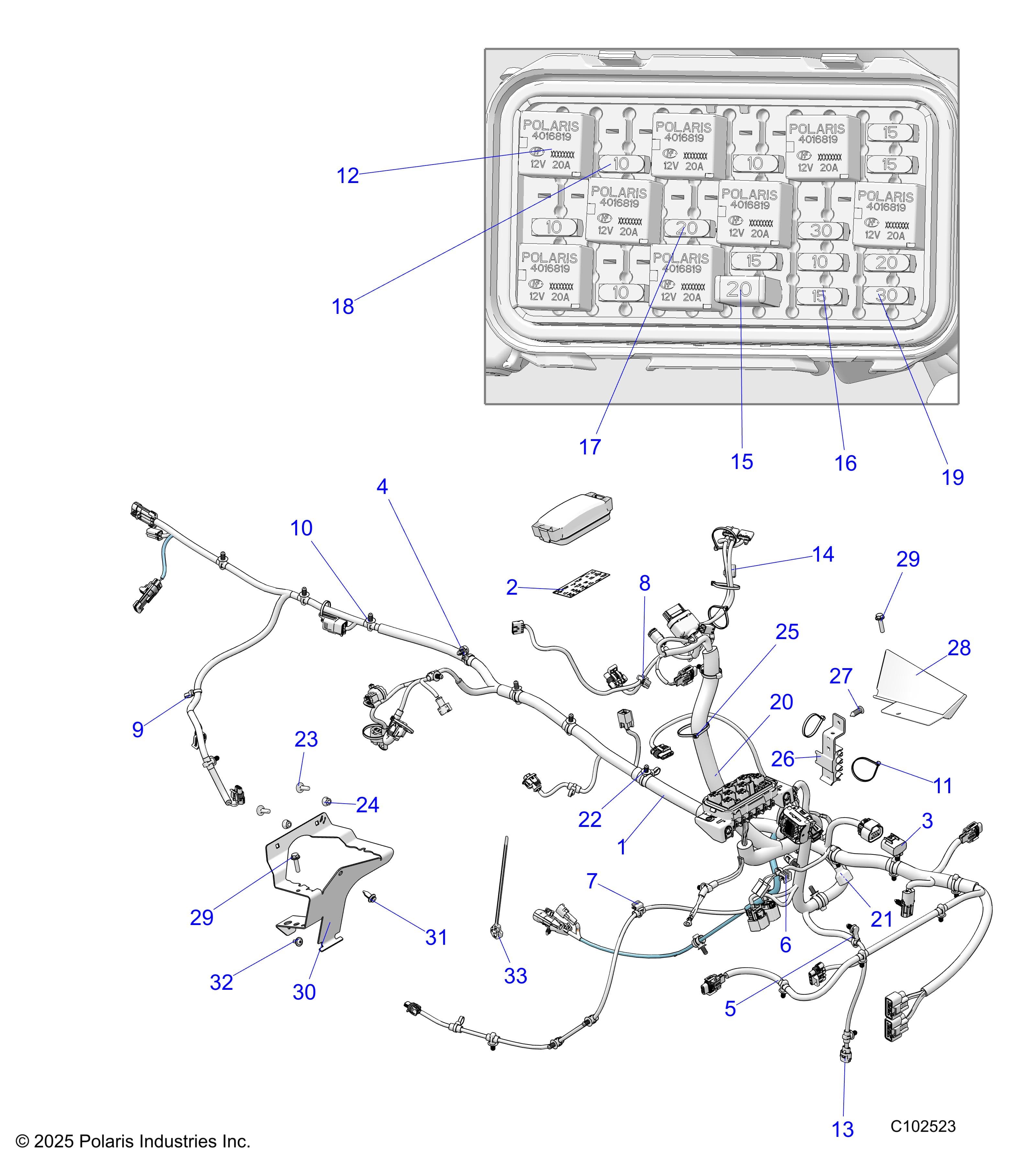 2026 SPORTSMAN 570 6X6 EPS 49S β ELECTRICAL, WIRE HARNESS - A26SKE57A1 (C102523) diagram