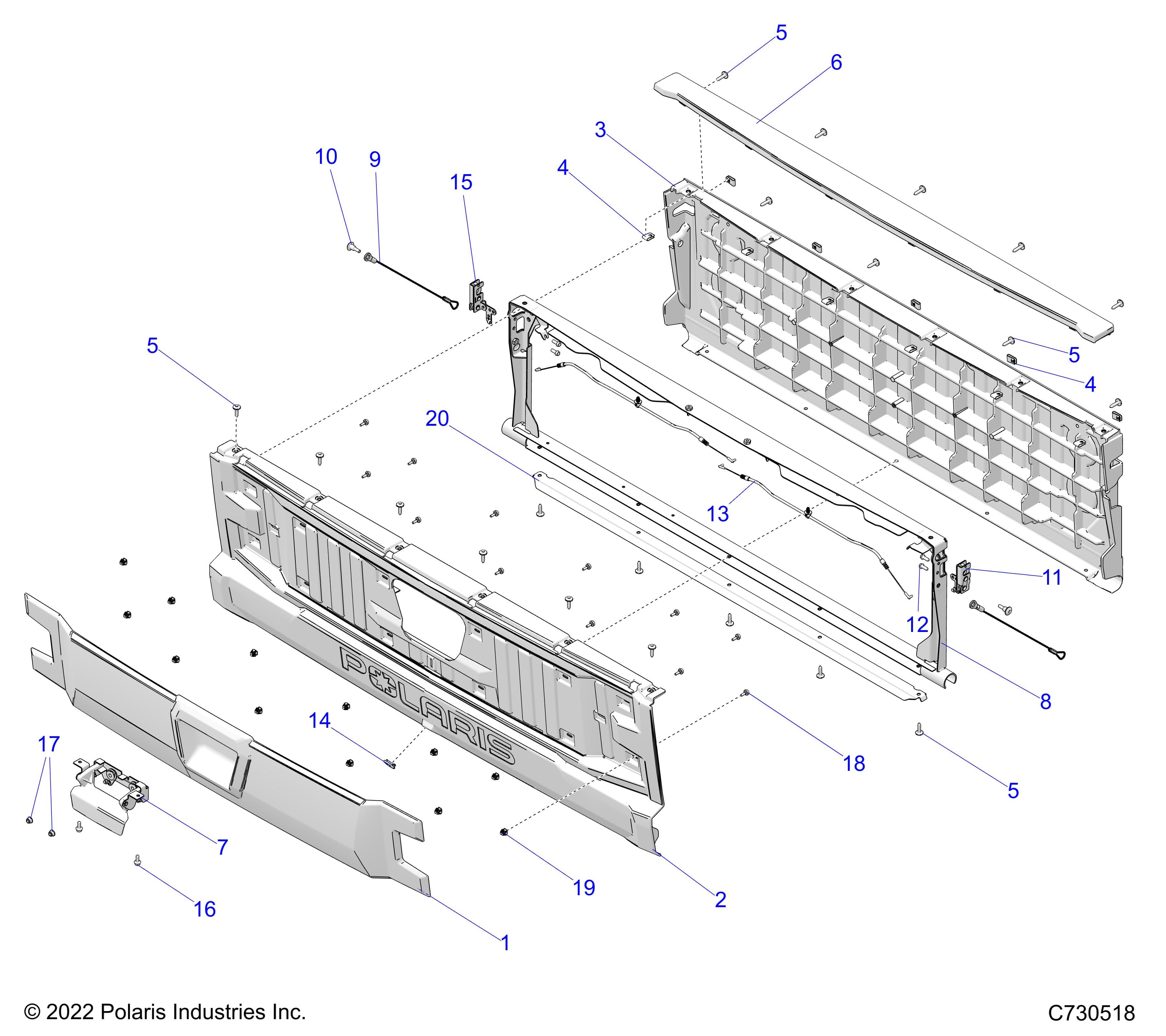 2026 POLARIS XPEDITION XP NORTHSTAR β BODY, BOX, TAILGATE ASM. diagram