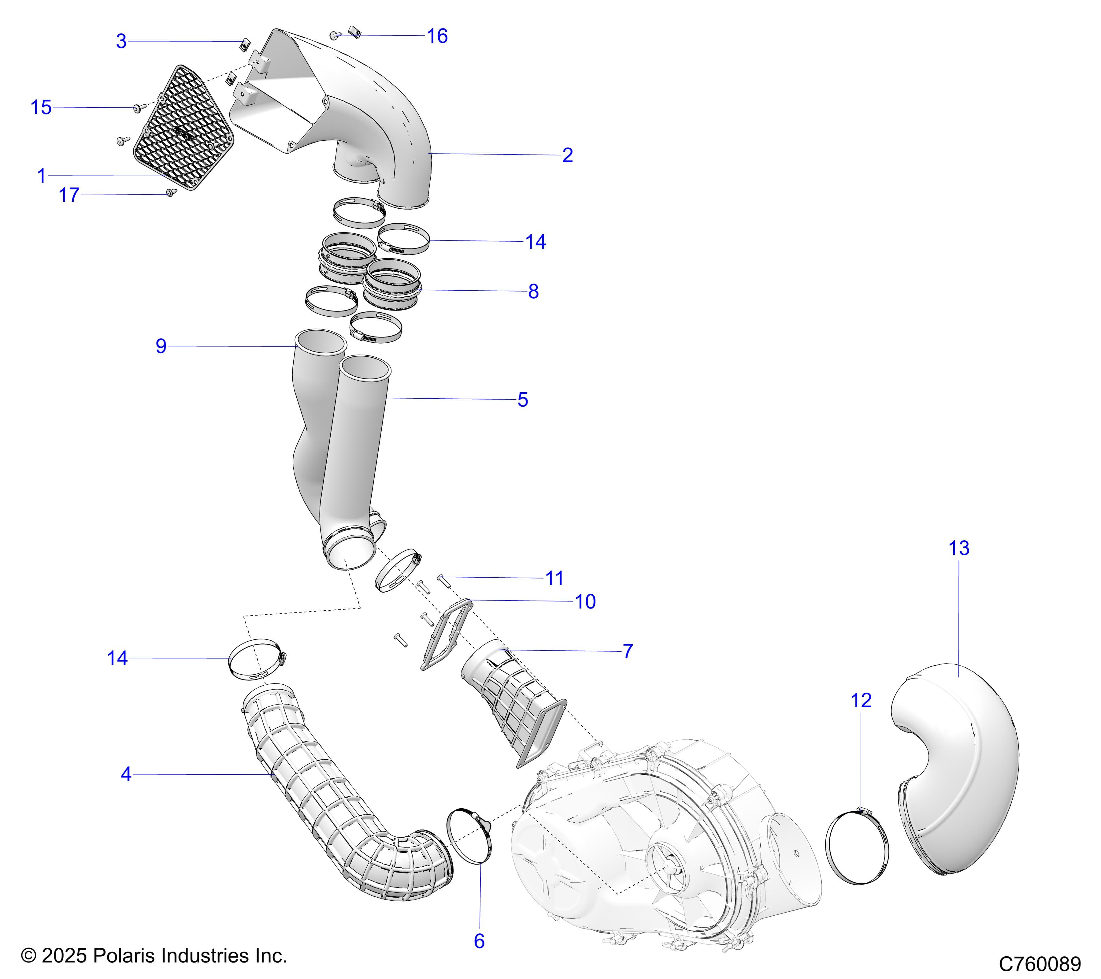 2026 RZR PRO R RACE H.O. β DRIVE TRAIN, CLUTCH COVER DUCTING - Z26RRL2KAL (C760089) diagram