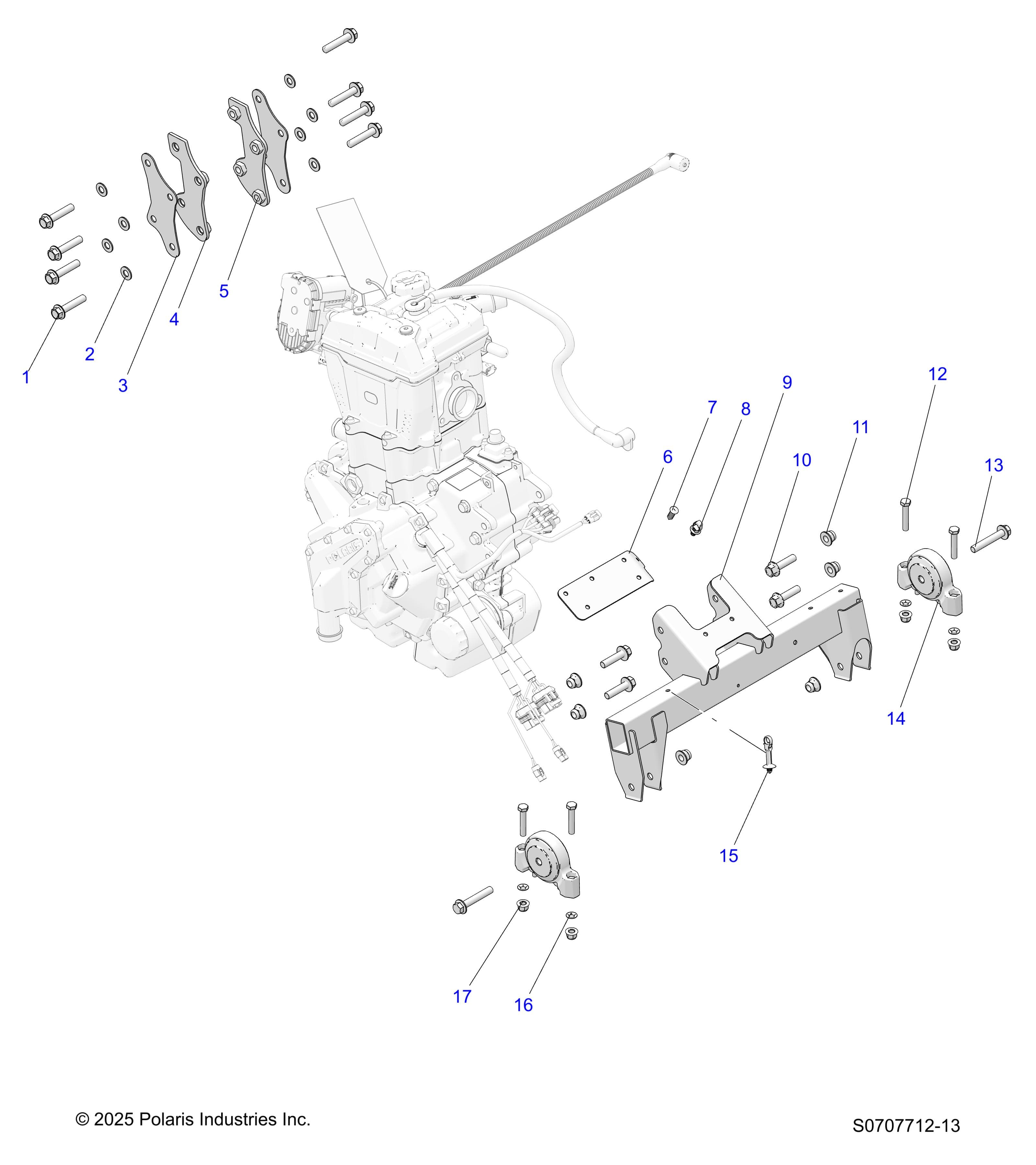 2026 RANGER 500 β ENGINE, TRANSMISSION MOUNTING & LONG BLOCK diagram