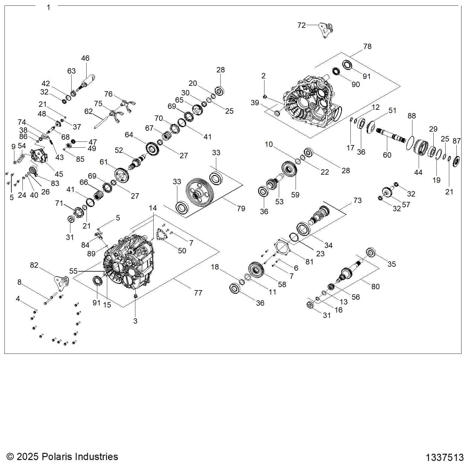 2026 RZR XP S 1000 ULTIMATE β DRIVE TRAIN, MAIN GEARCASE INTERNALS - Z26NEY99A4/B4/A6/B6 (1337513) diagram