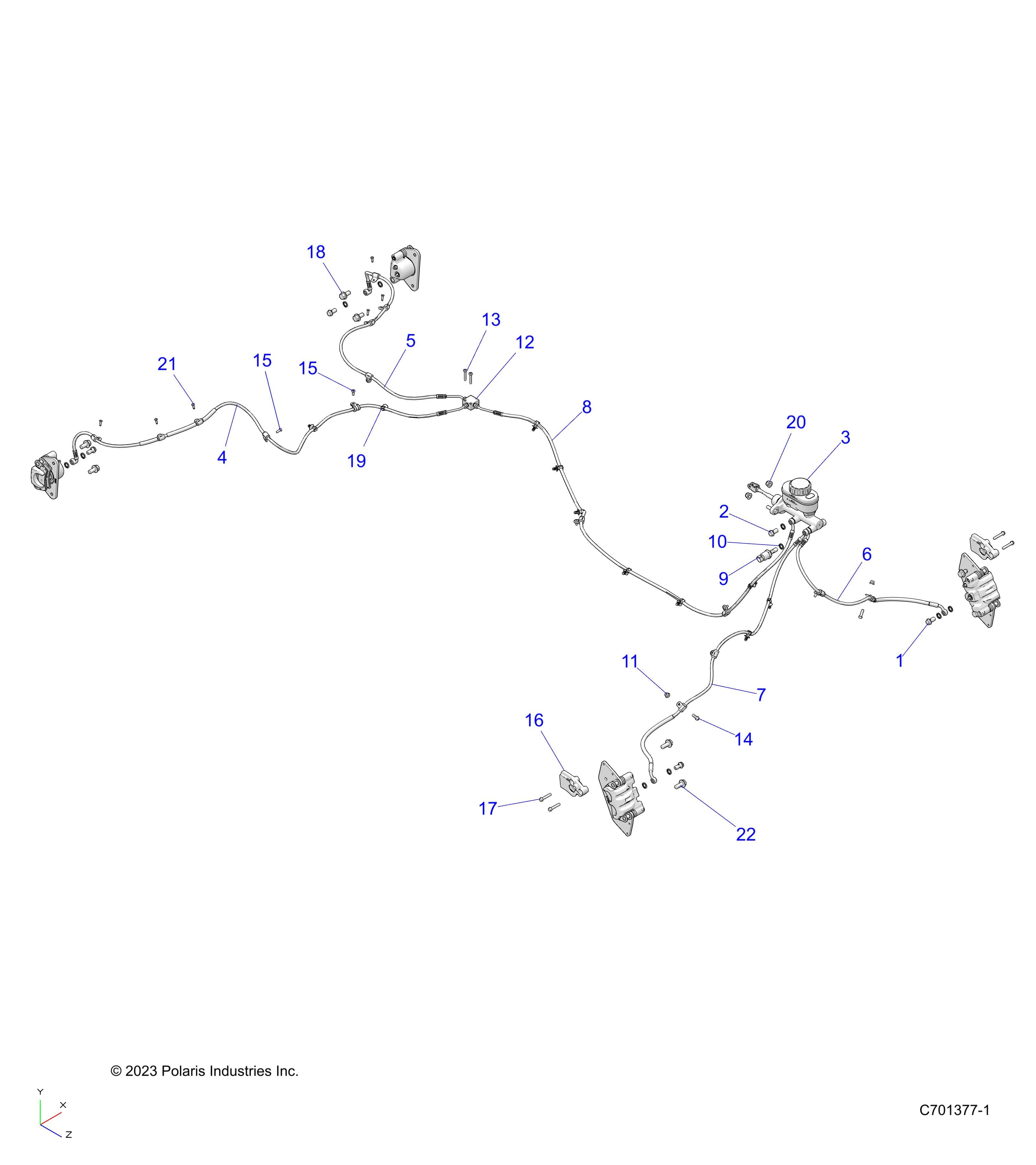 2026 RANGER 1000 XP NSTR β BRAKES, LINES & MASTER CYLINDER - R26RRU99A9/AF/AH/AB/AS/B9/BF/BH/BB/BS (C701377-1) diagram