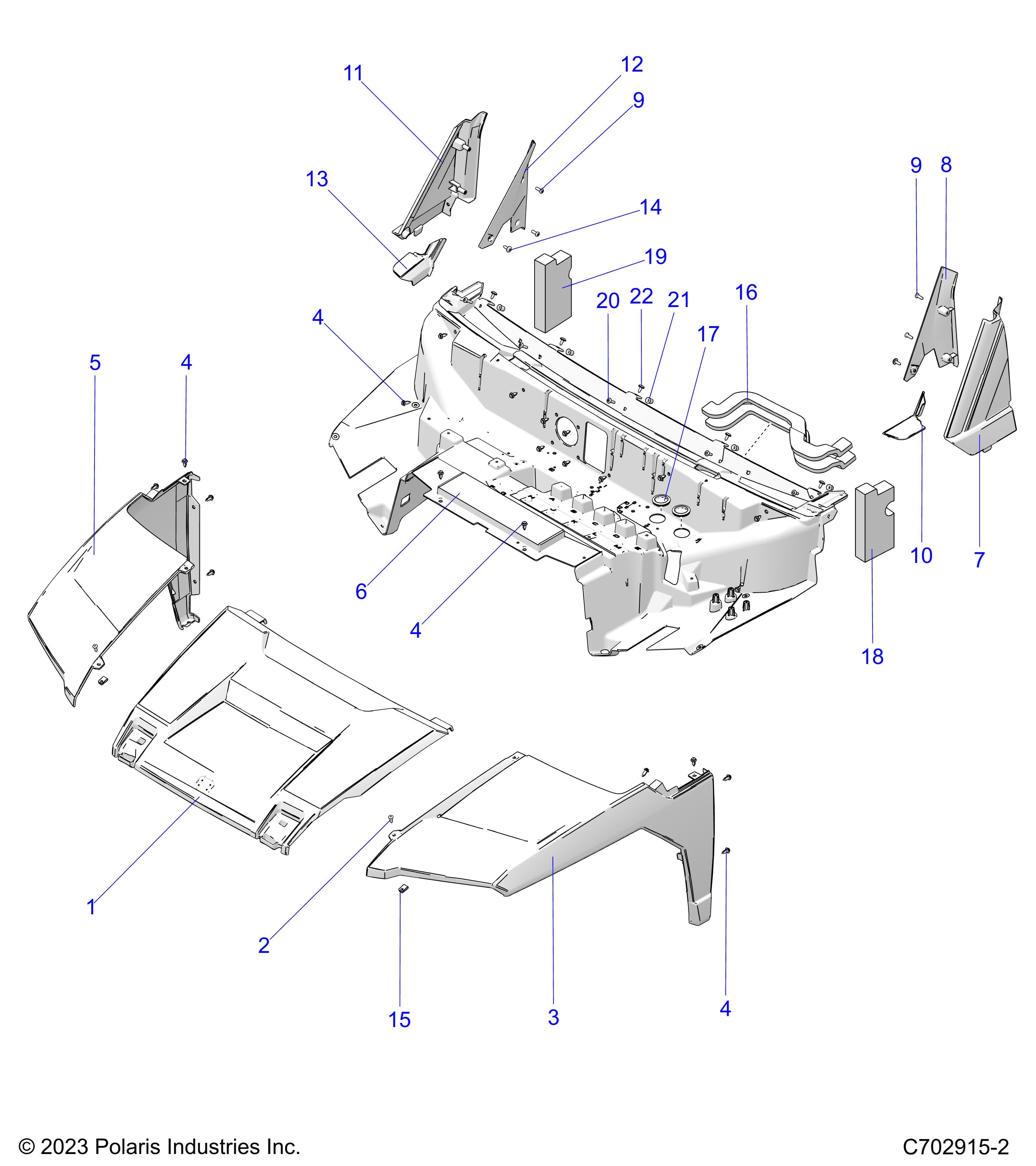 2026 POLARIS XPEDITION ADV NORTHSTAR β BODY, HOOD, LINER, FRONT FENDERS, A PILLARS diagram