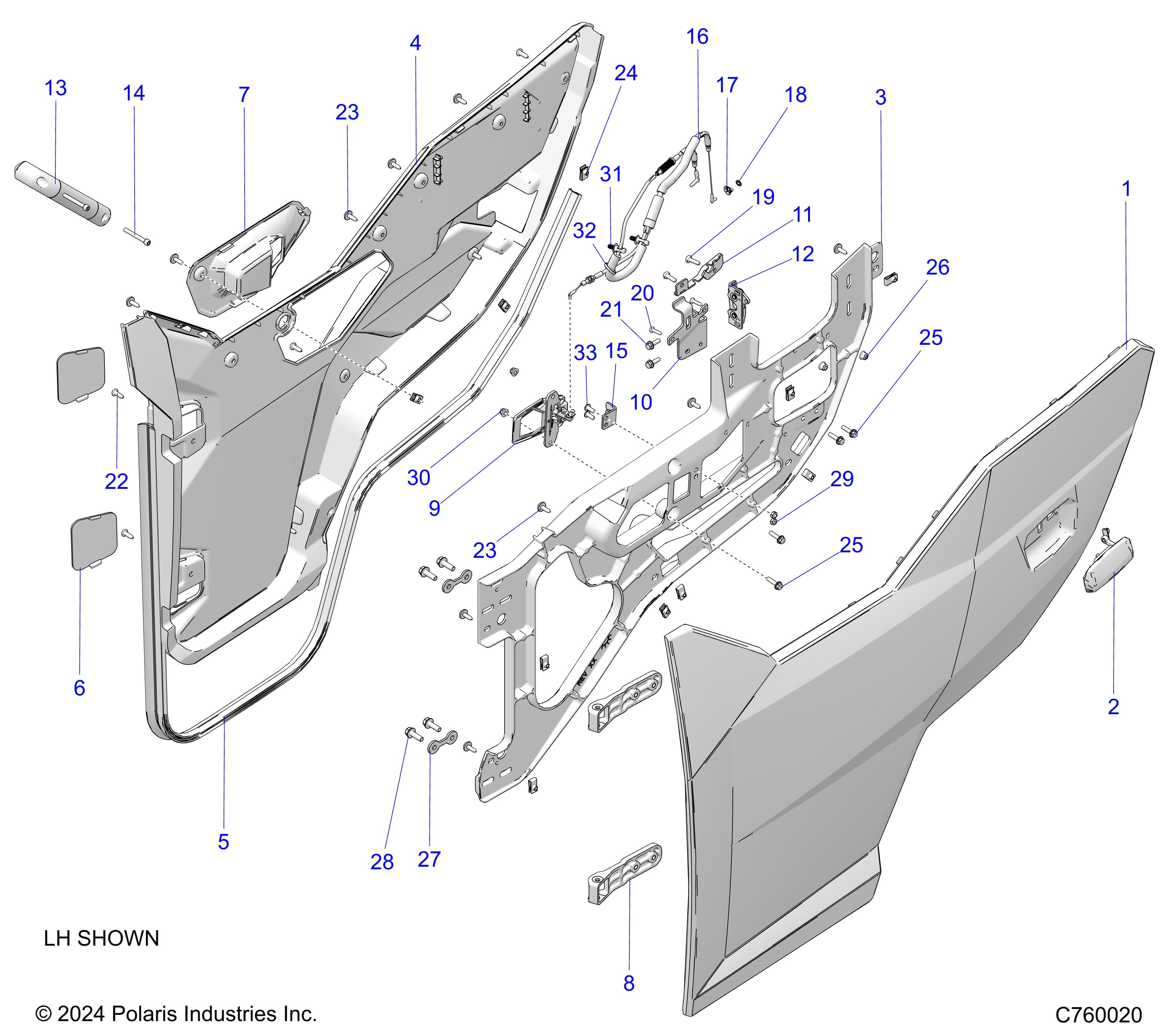 2026 GENERAL XP4 1000 SPORT β BODY, DOORS, FRONT diagram