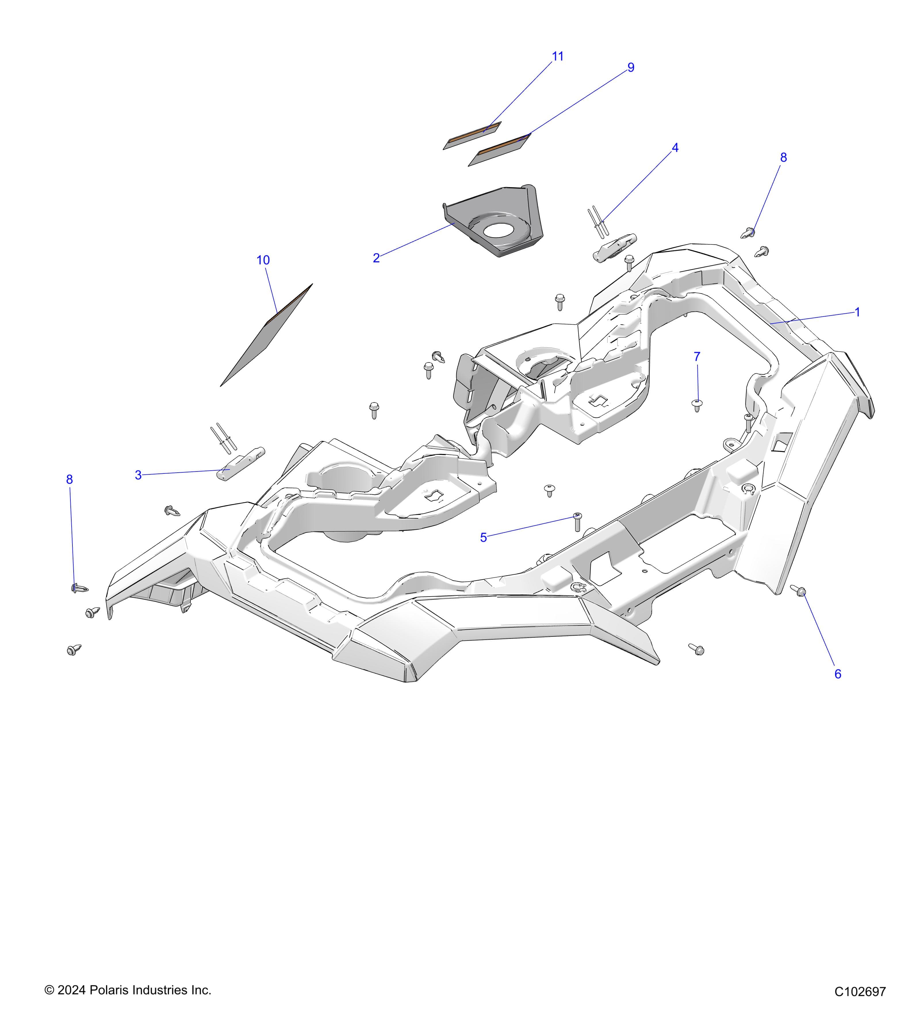 2026 SPORTSMAN 1000 ULTIMATE 49S R01 - A26SXR95AG β BODY, FRONT CAB - A26SXR95AG (C102697) diagram