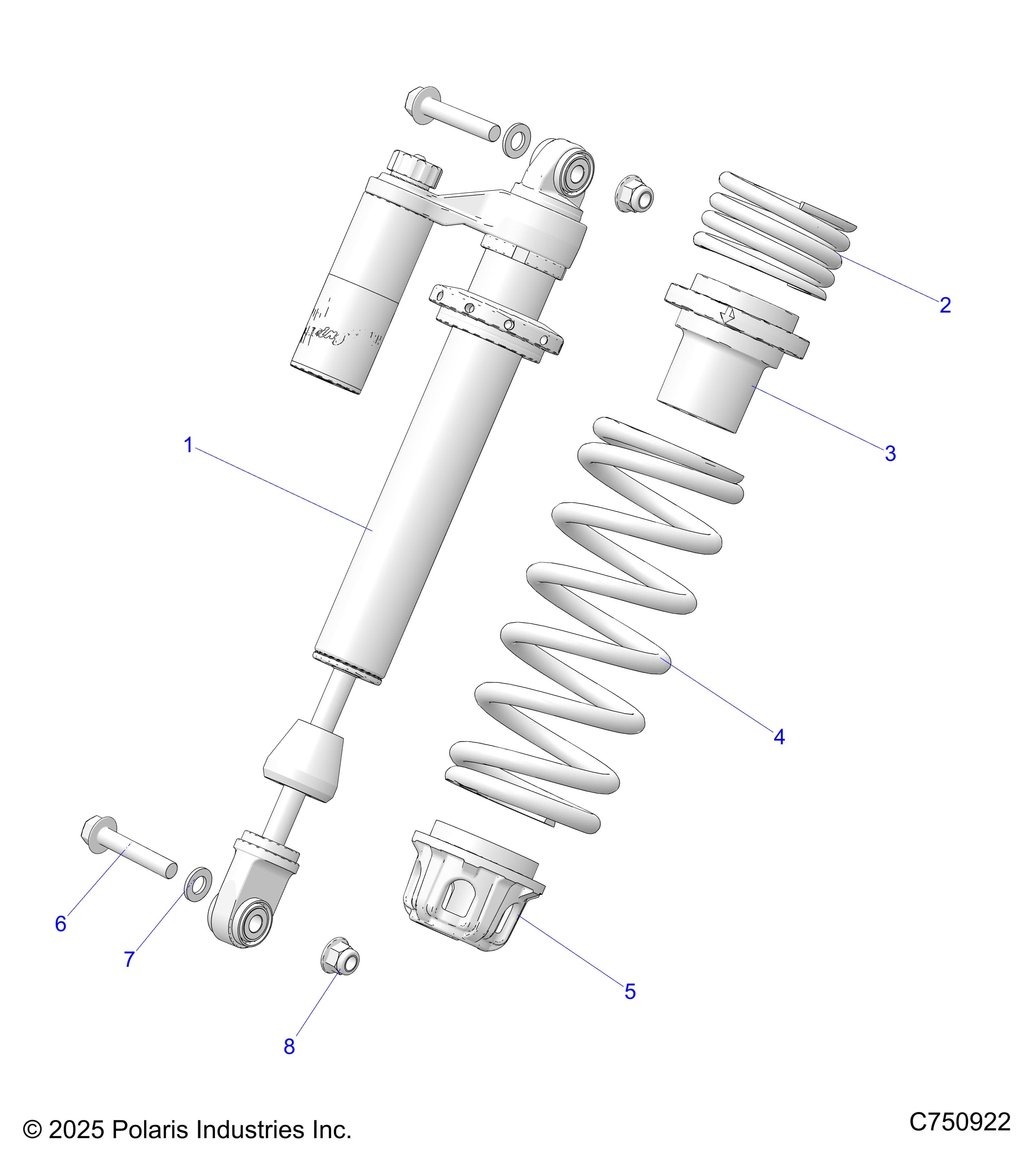 2026 RZR XP 4 1000 SPORT β SUSPENSION, FRONT SHOCK MOUNTING - Z26NMS99A4/B4/A6/B6 (C750922) diagram