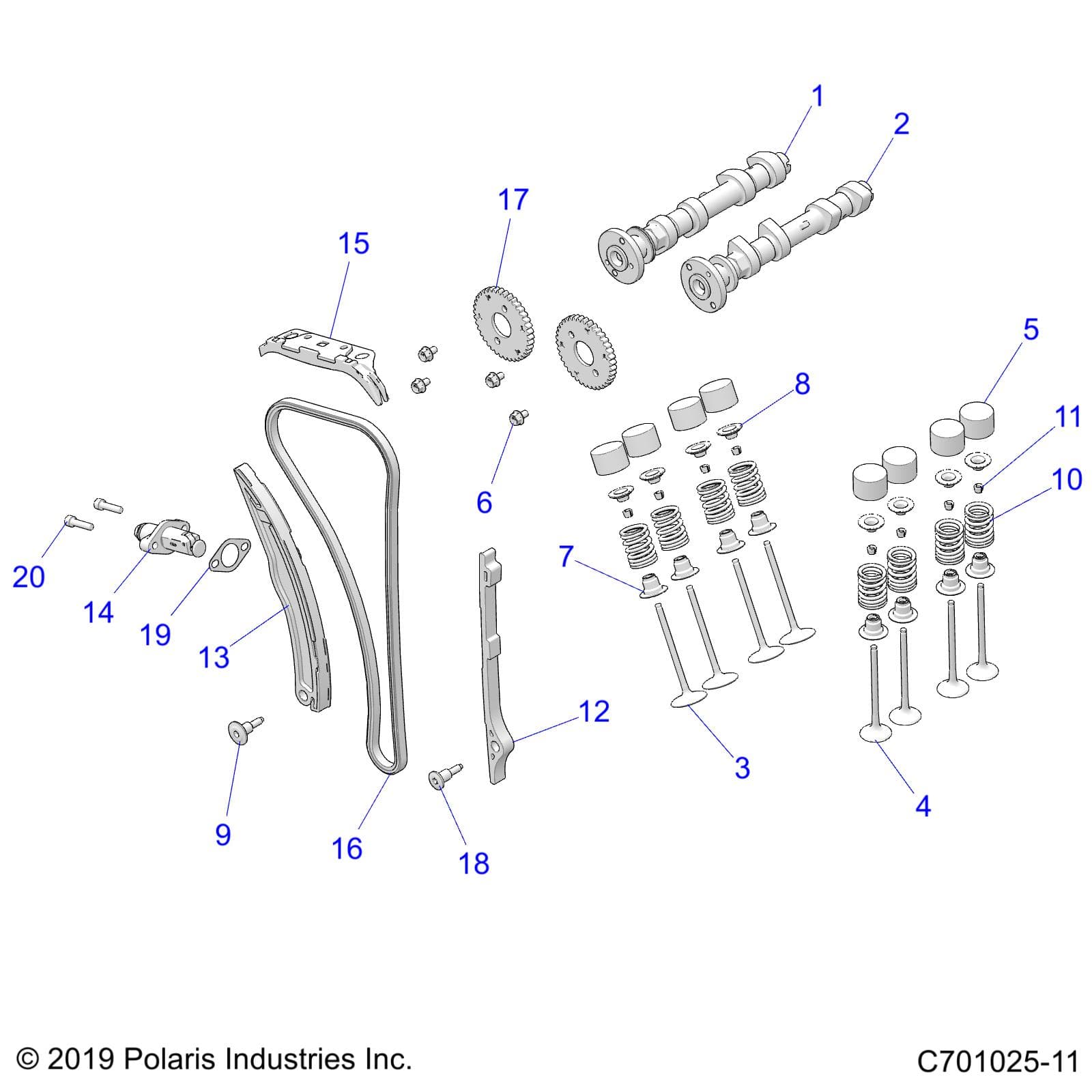 2026 RZR 900 TRAIL S SPORT β ENGINE, VALVES and CAMSHAFTS - Z26ASE87A5 (C701025-11) diagram