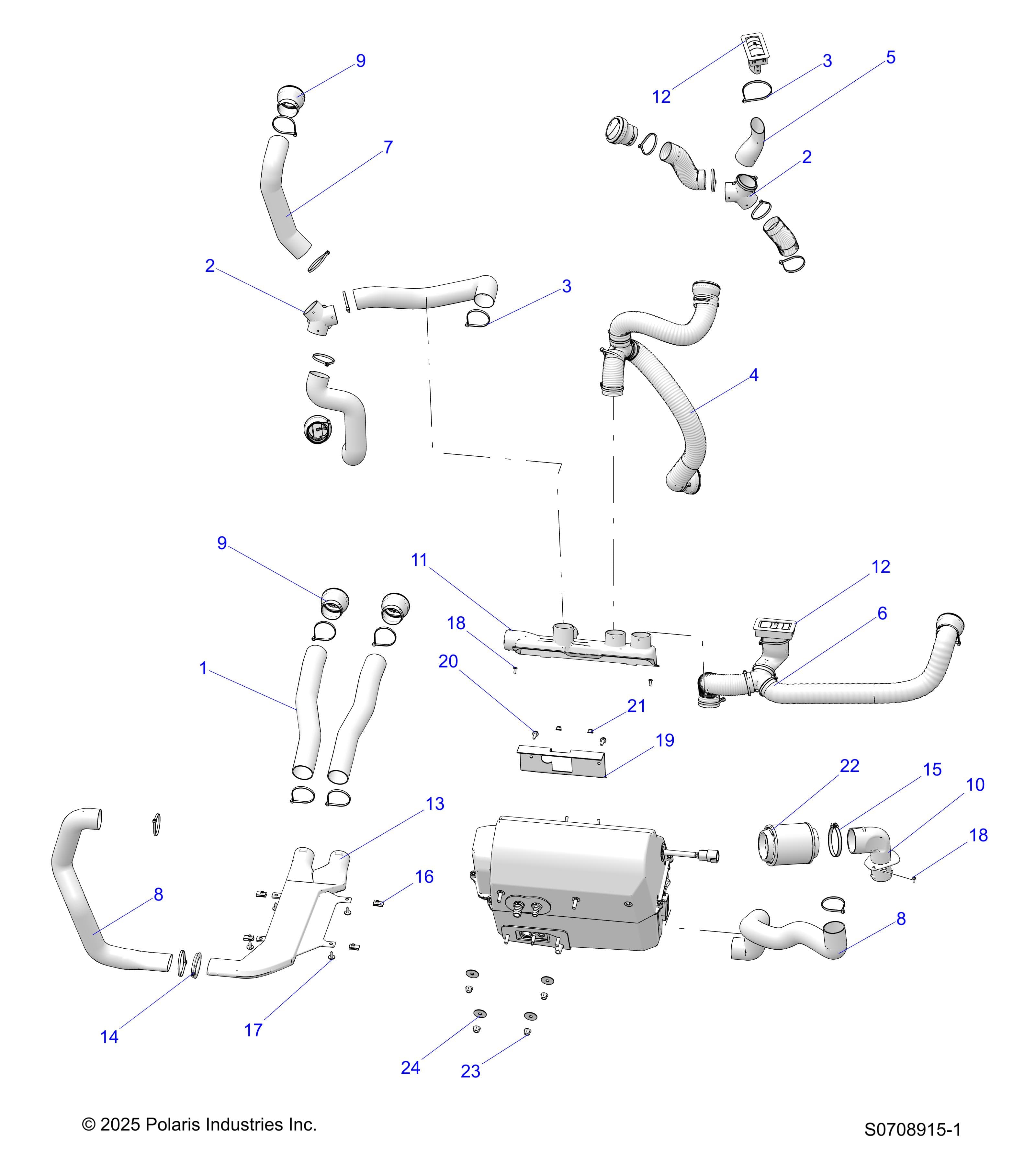 2026 RANGER 1000 XP CREW NSTR ULTIMATE TRAIL BOSS β BODY, HVAC DUCTING - FROM 10/01/2025 0708915 diagram