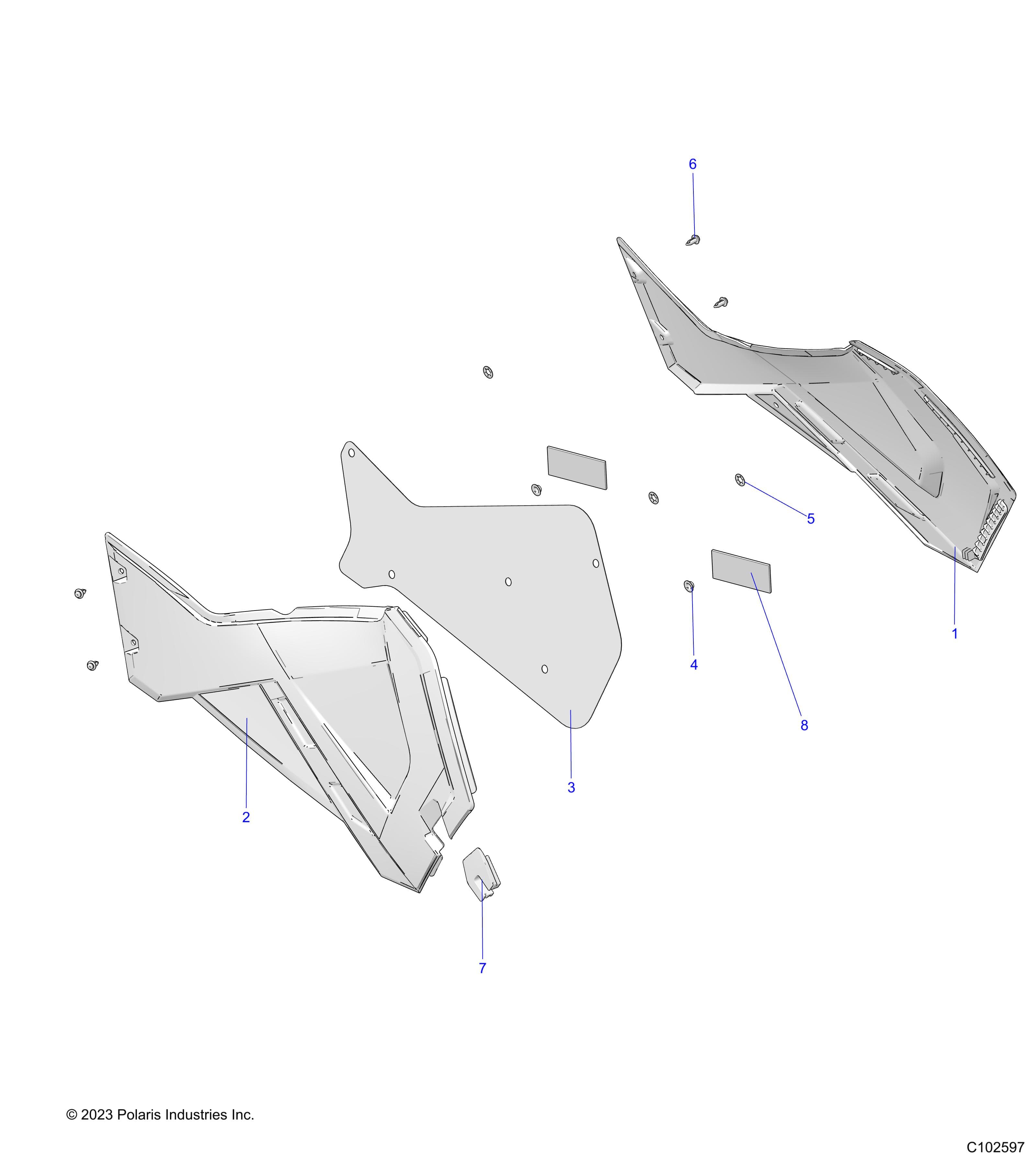 2026 SPORTSMAN 570 β BODY, SIDE PANELS - A26SEA57A1/A4/A6 (C102597) diagram