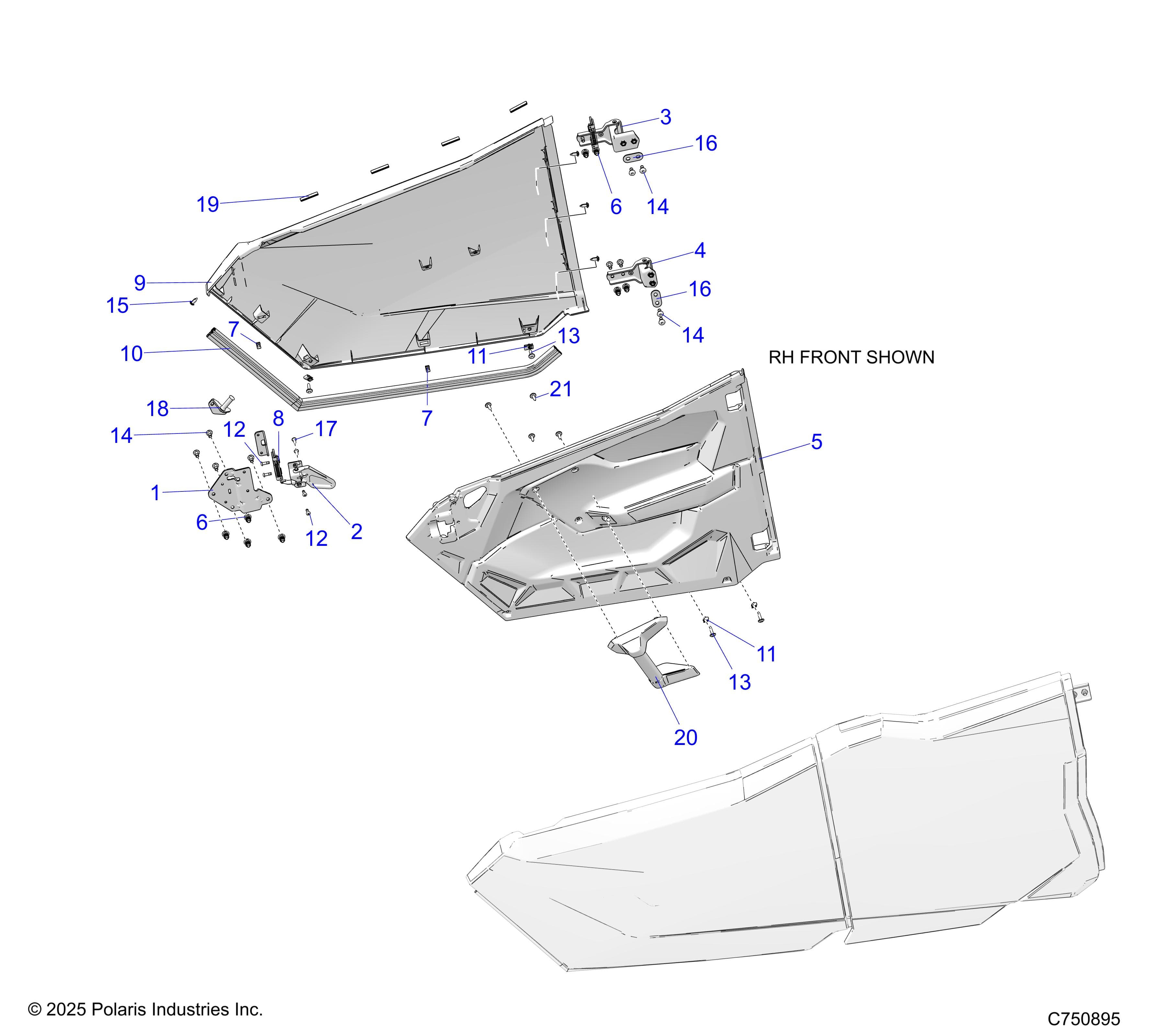 2026 RZR PRO S4 SPORT β BODY, DOORS, FRONT - Z26S4E92A4/B4/A6/B6 (C750895) diagram