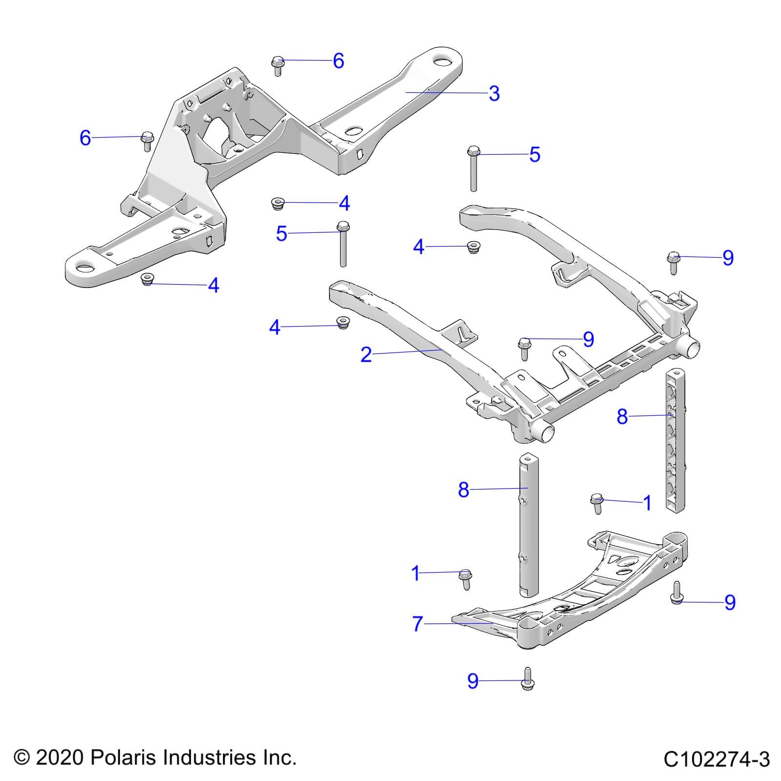 2026 SPORTSMAN TOURING 850 48" R02 - A26SYE85AL β BODY, FRONT RACK SUPPORT - A26SYE85AL (C102274-3) diagram