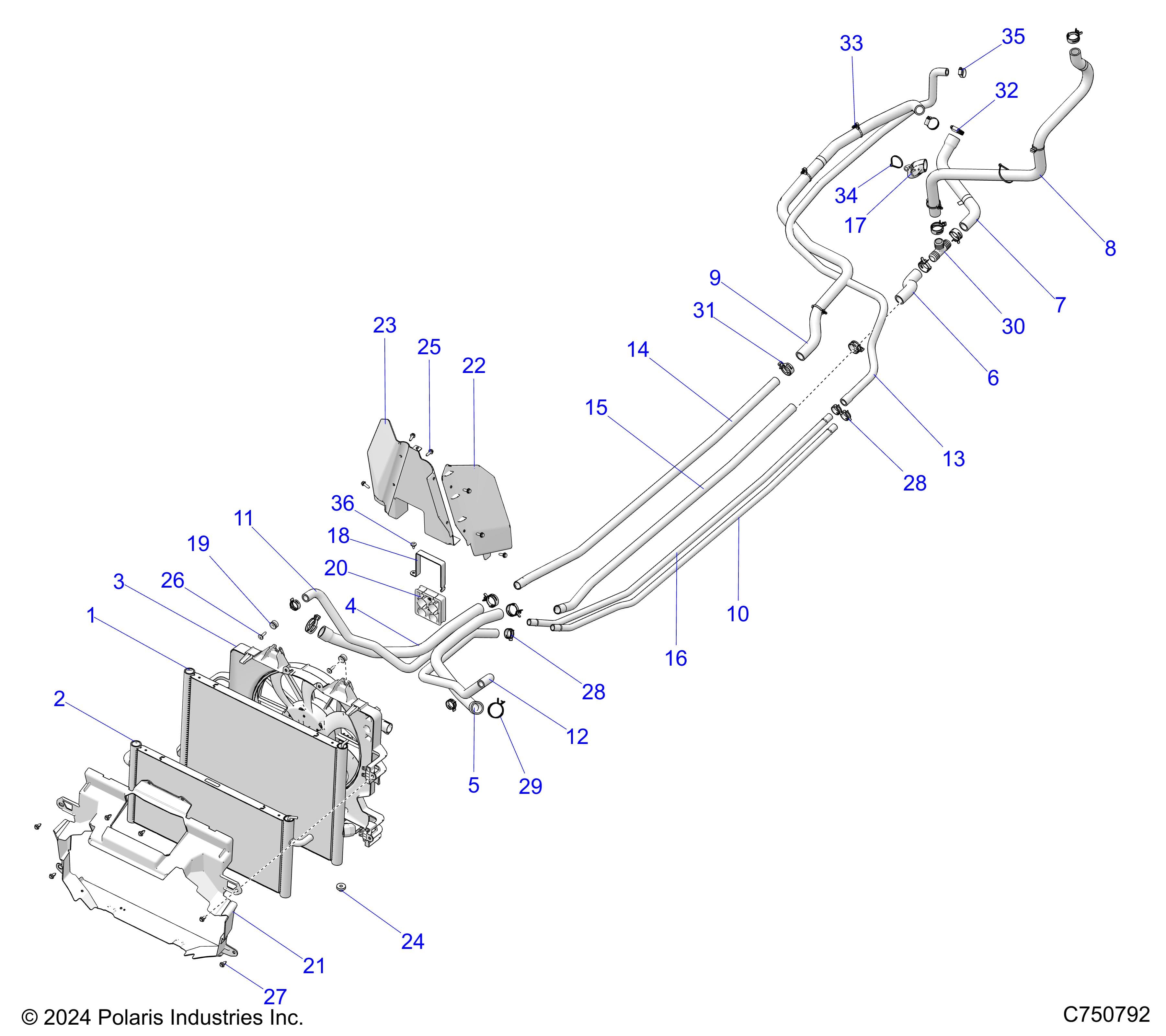2026 RZR PRO XP SPORT β ENGINE, COOLING - Z26XPE92A4/B4/A6/B6 (C75792) diagram