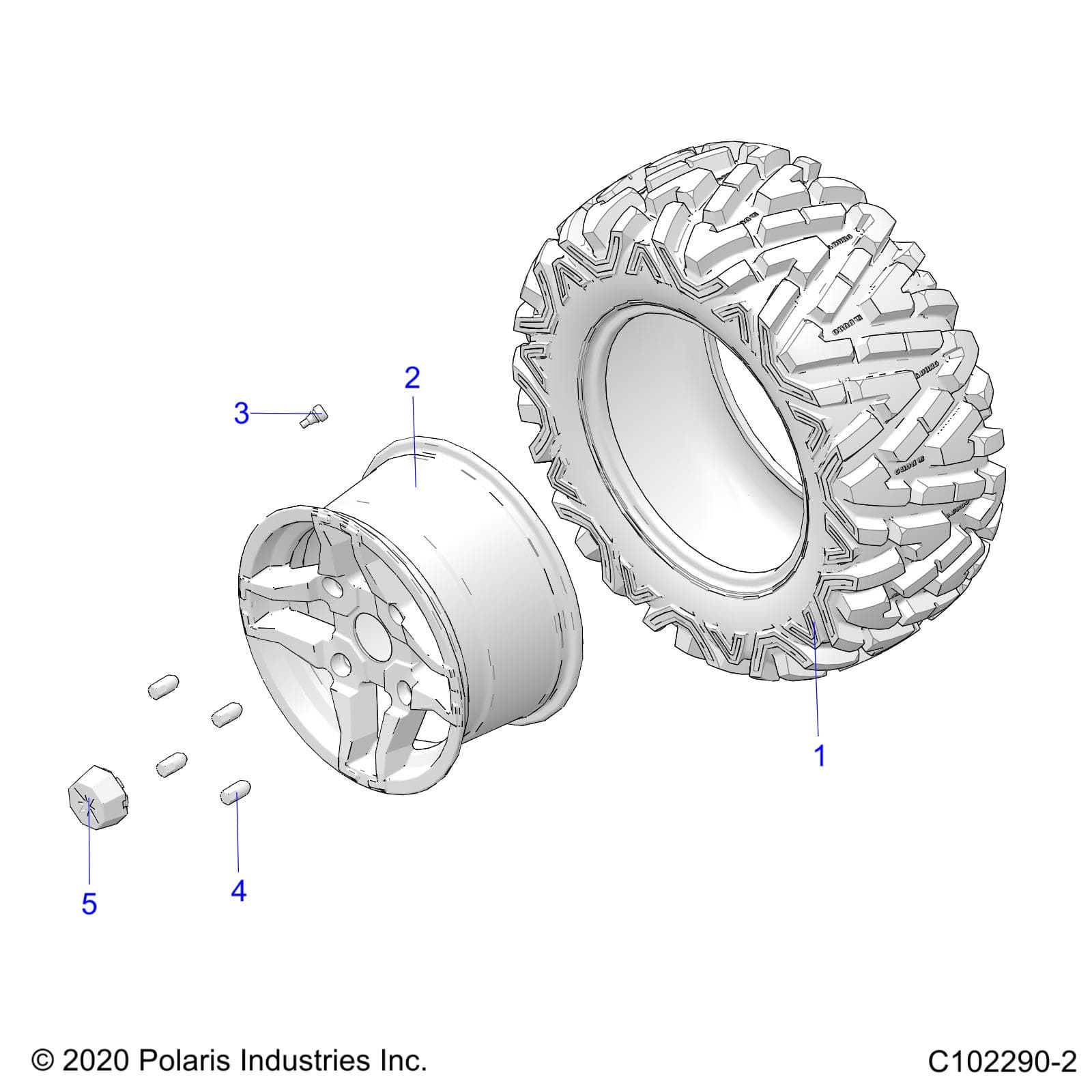 2026 SPORTSMAN 570 UTL 49S β WHEELS, REAR TIRE - A26SHR57AG (C102290-2) diagram