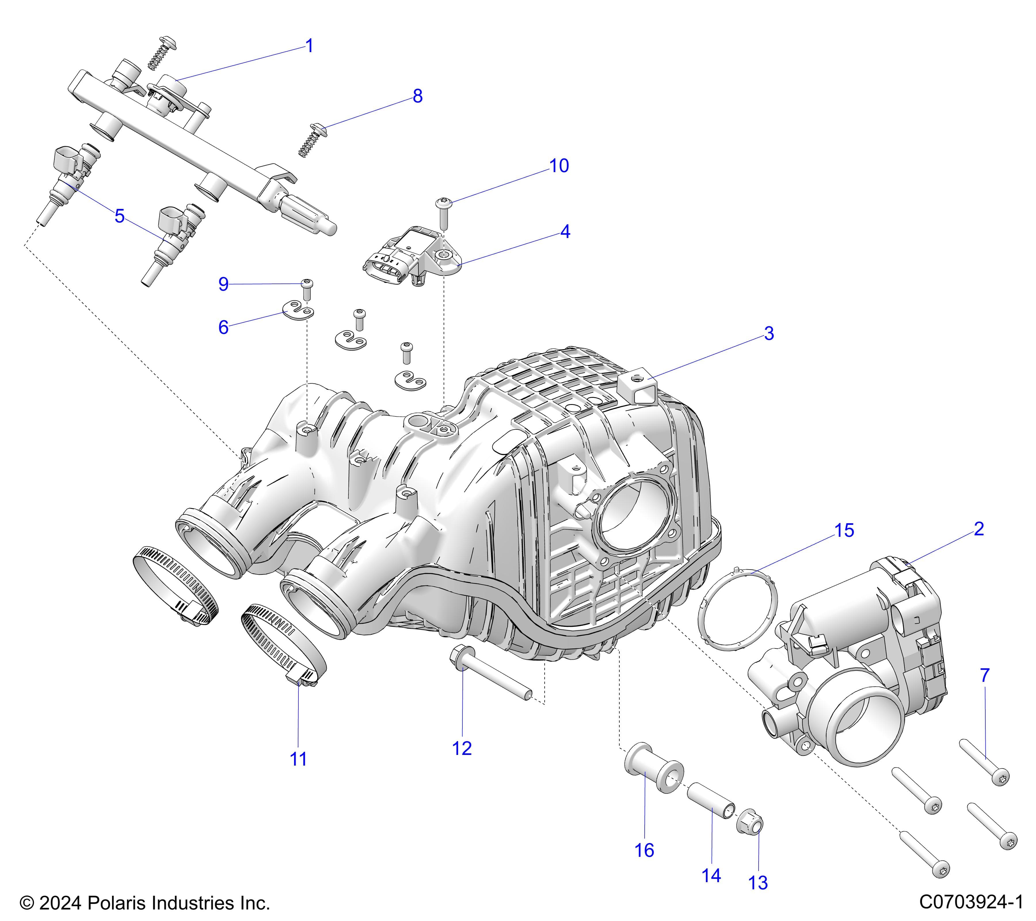 2026 GENERAL 1000 PREMIUM β ENGINE, AIR INTAKE MANIFOLD, THROTTLE BODY, FUEL RAIL diagram
