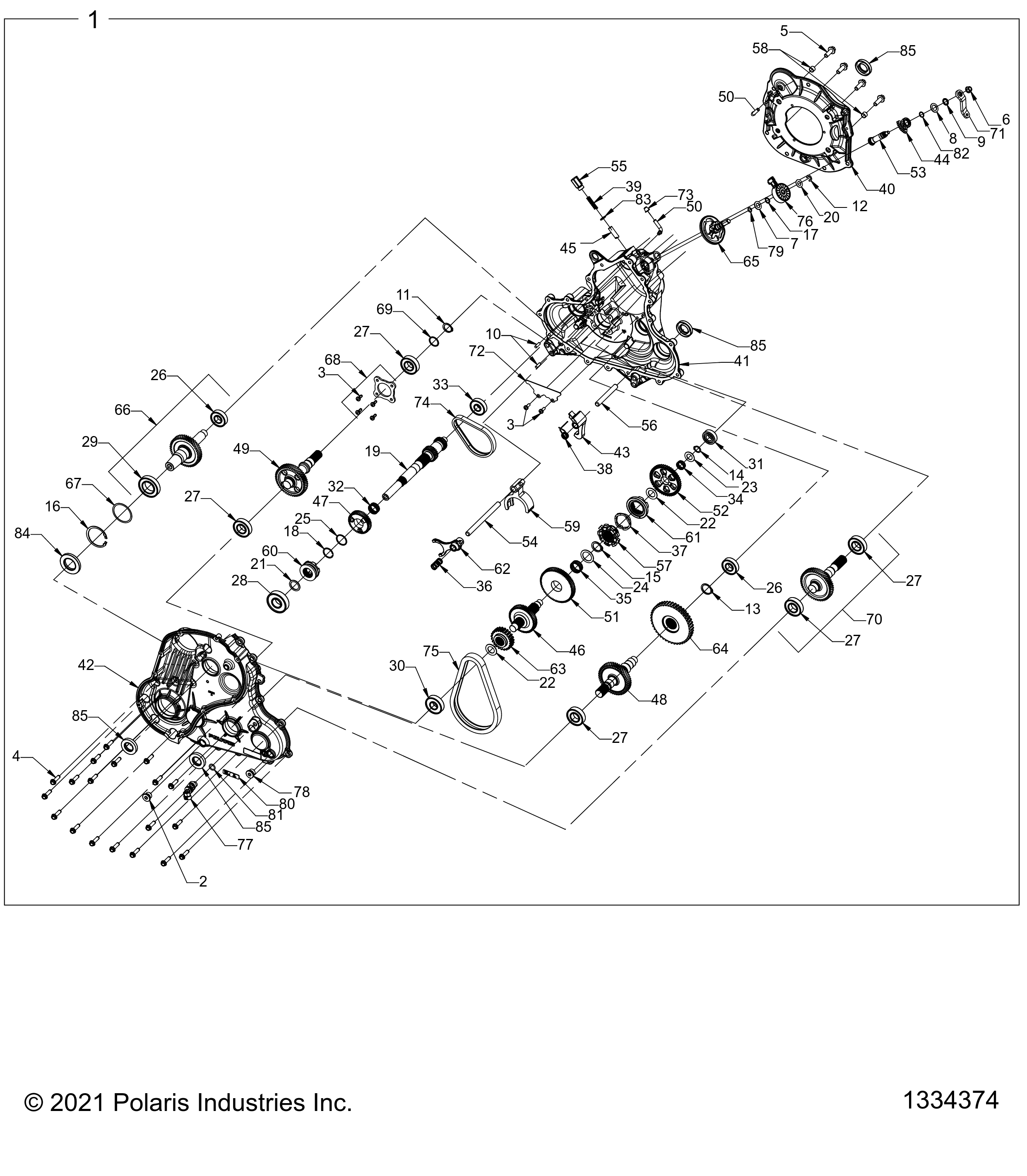 2026 SPORTSMAN 1000 ULTIMATE 49S R01 - A26SXR95AG — DRIVE TRAIN, MAIN GEARCASE - A26SXR95AG (1334374) diagram