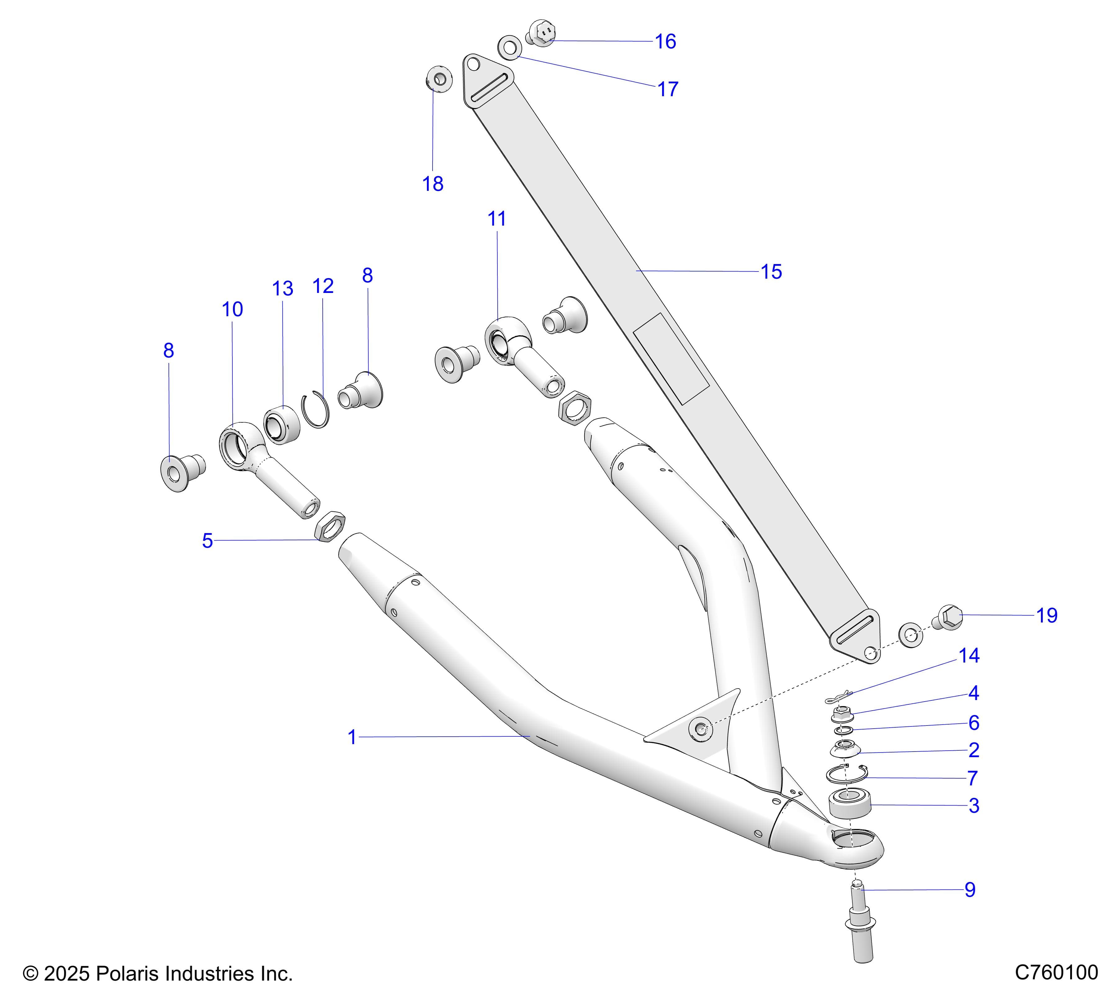 2026 RZR PRO R RACE H.O. β SUSPENSION, FRONT UPPER CONTROL ARMS - Z26RRL2KAL (C760100) diagram