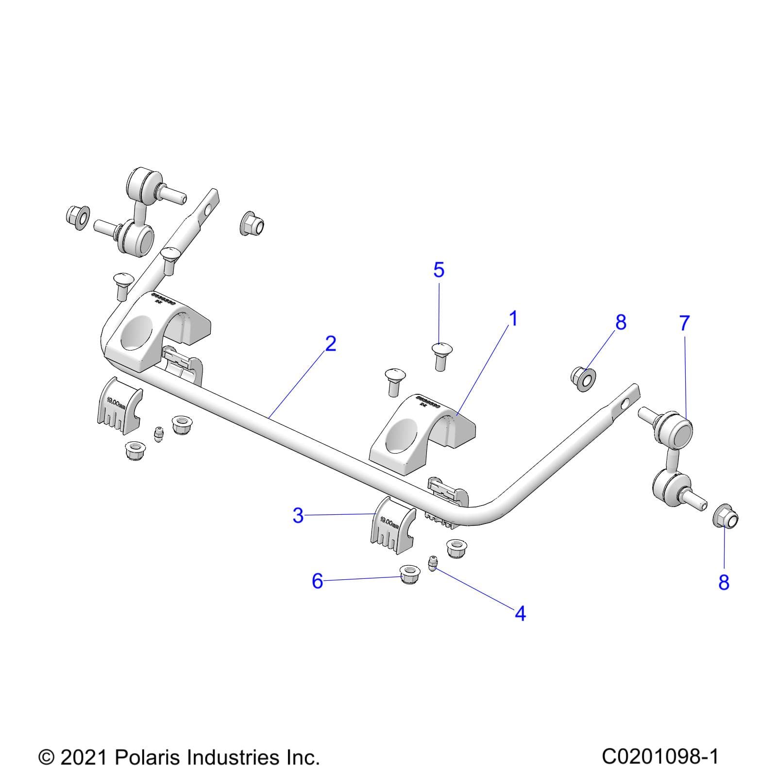 2026 RZR 200 EVAP β SUSPENSION, REAR STABILIZER BAR - Z26HCA18A4/A7/B4/B7 (C0201098-1) diagram