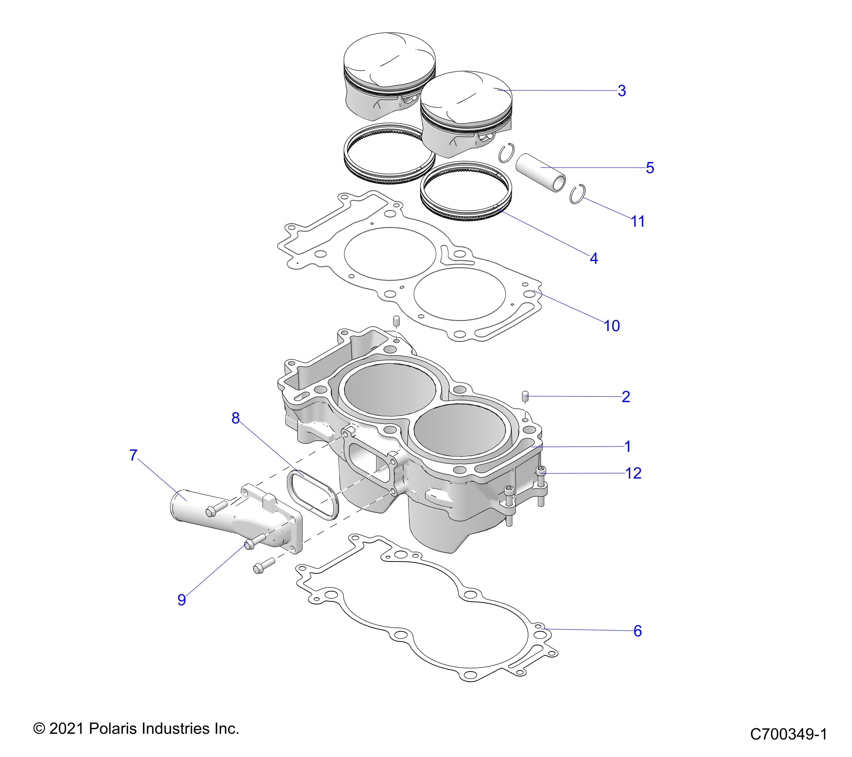 2026 RANGER 1000 XP CREW NSTR ULTIMATE TRAIL BOSS β ENGINE, CYLINDER & PISTON - R26RSV99AK (C700349-1) diagram