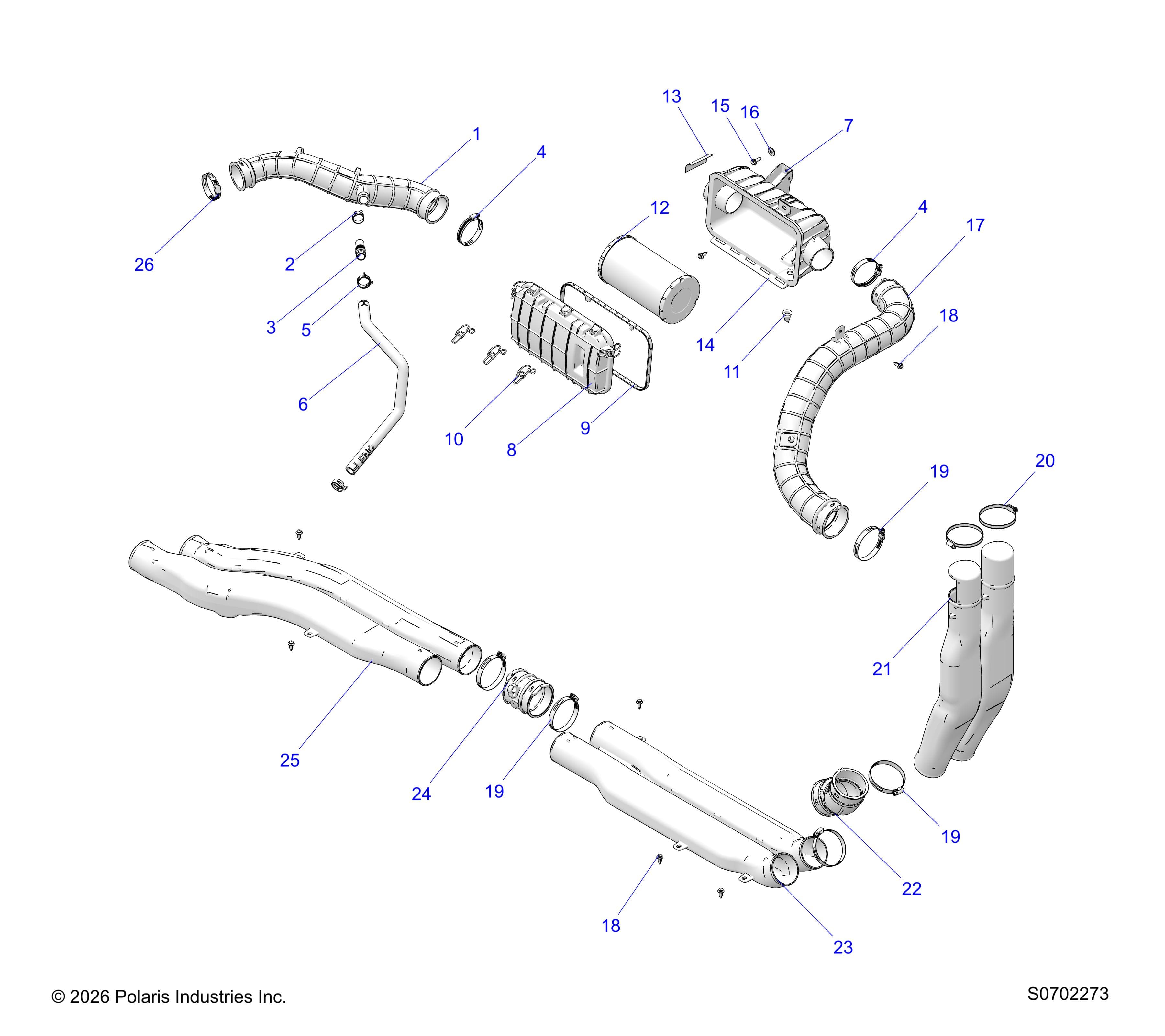 2026 RANGER 1000 XP CREW NSTR ULTIMATE TRAIL BOSS β ENGINE, AIR INTAKE SYSTEM diagram
