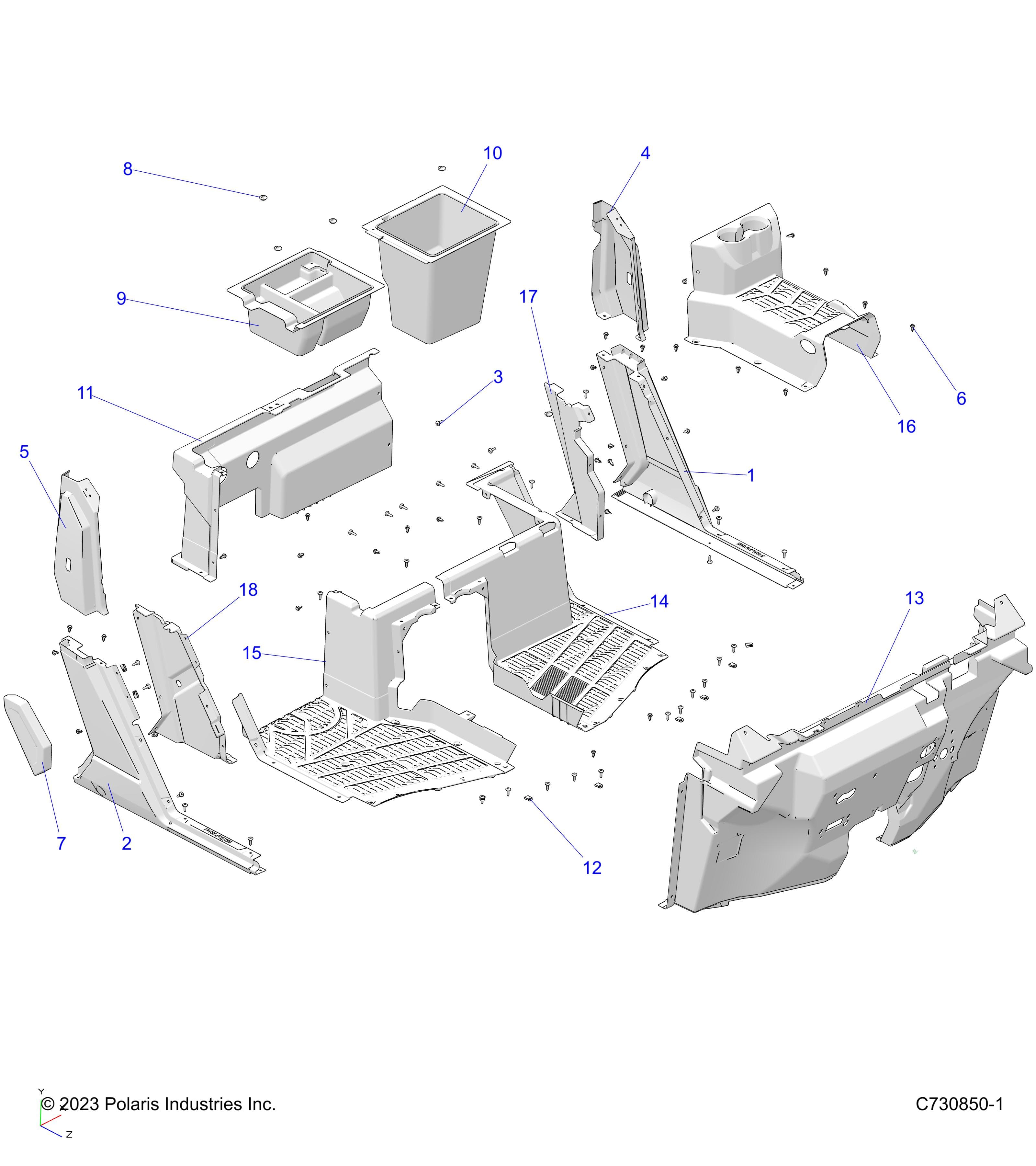 2026 RANGER 1000 XP CREW PREMIUM β BODY, FRONT FLOOR & ROCKERS - R26RSE99A9/B9/AF/BF/AH/BH/AB/BB/AS/BS (C730850-1) diagram