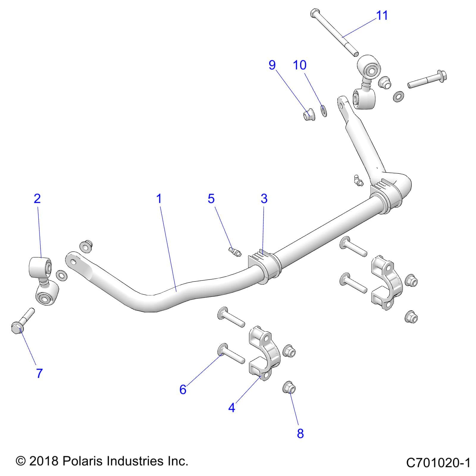 2026 RZR 900 TRAIL SPORT β SUSPENSION, REAR STABILIZER BAR - Z26A5E87A5 (C701020-1) diagram
