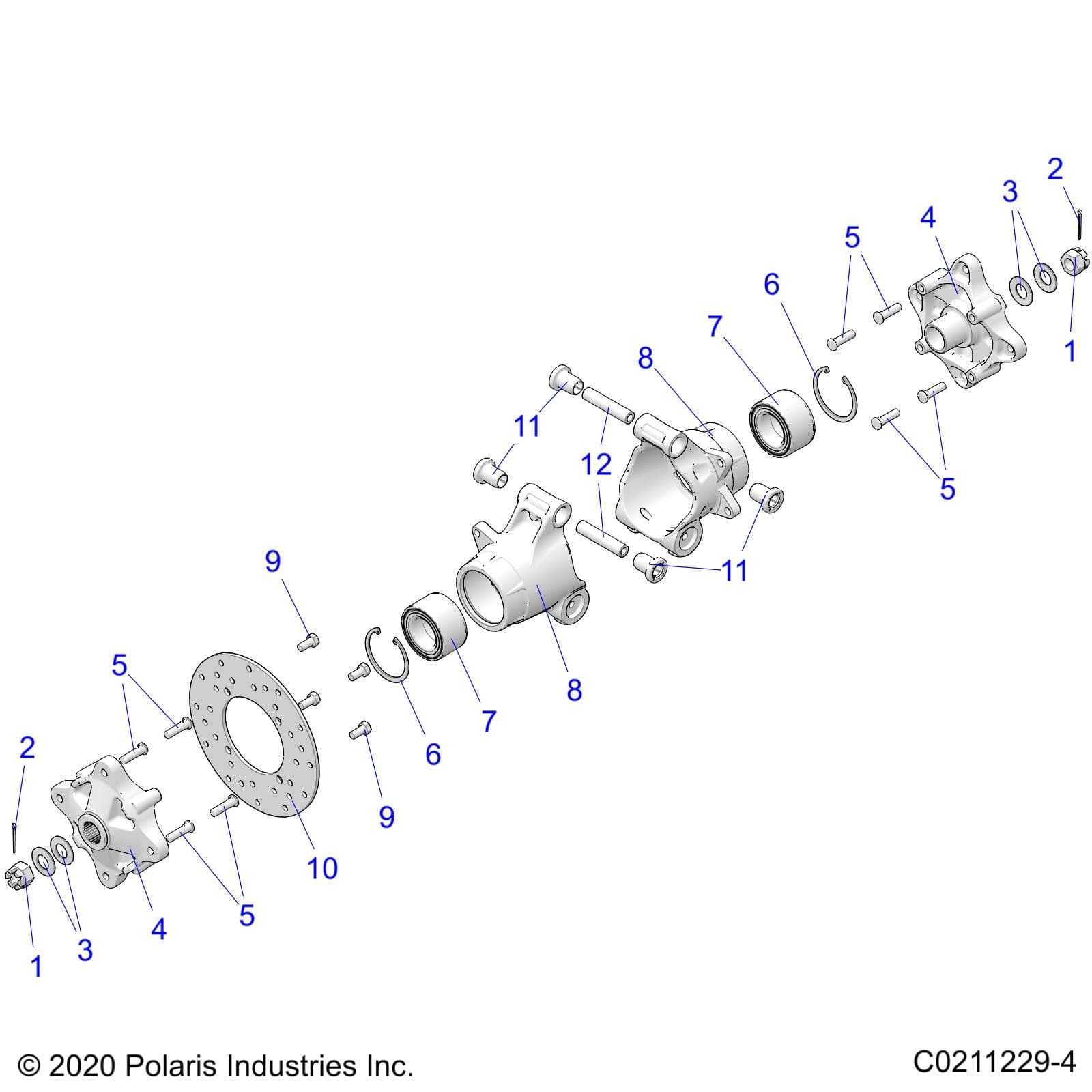 2026 SPORTSMAN TOURING 570 β SUSPENSION, REAR HUBS, CARRIER and BRAKE DISC - A26SDA57A7 (C0211229-4) diagram