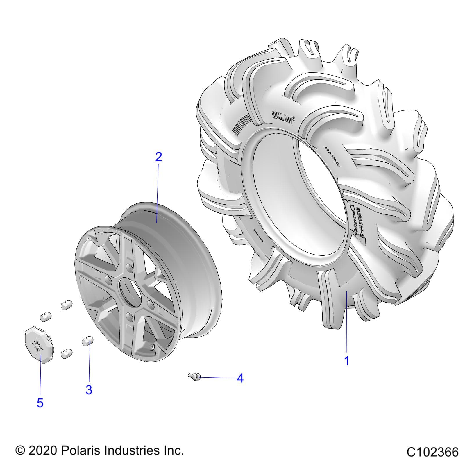 2026 SPORTSMAN XP 1000 MUD R01 - A26SXM95AR β WHEELS, FRONT - A26SXM95AR (C102366) diagram