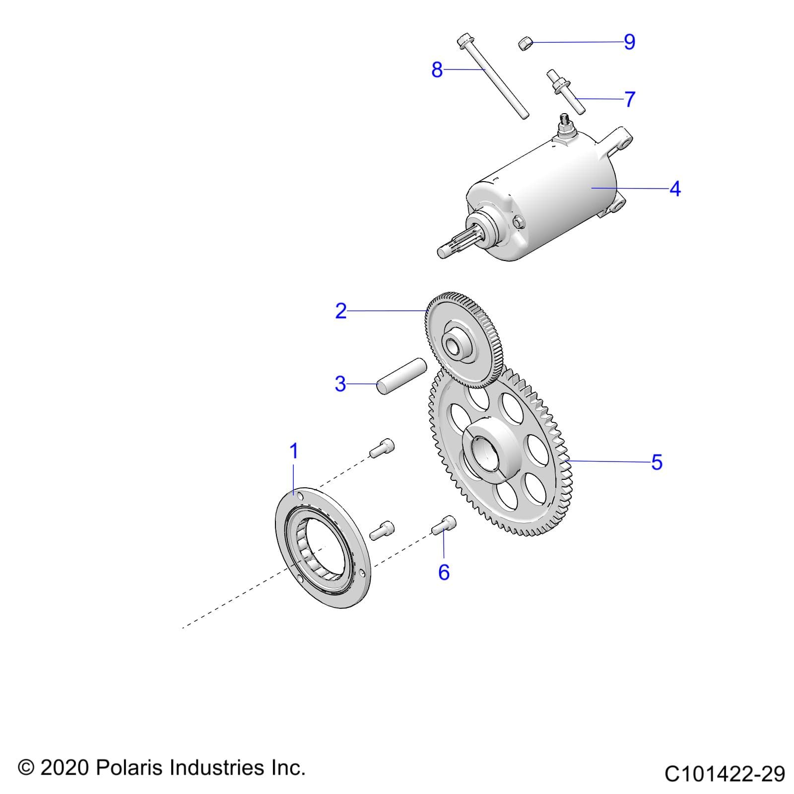 2026 SPORTSMAN 450 EPS 50S β ENGINE, STARTER DRIVE - A26SEE50B1/B4 (C101422-29) diagram