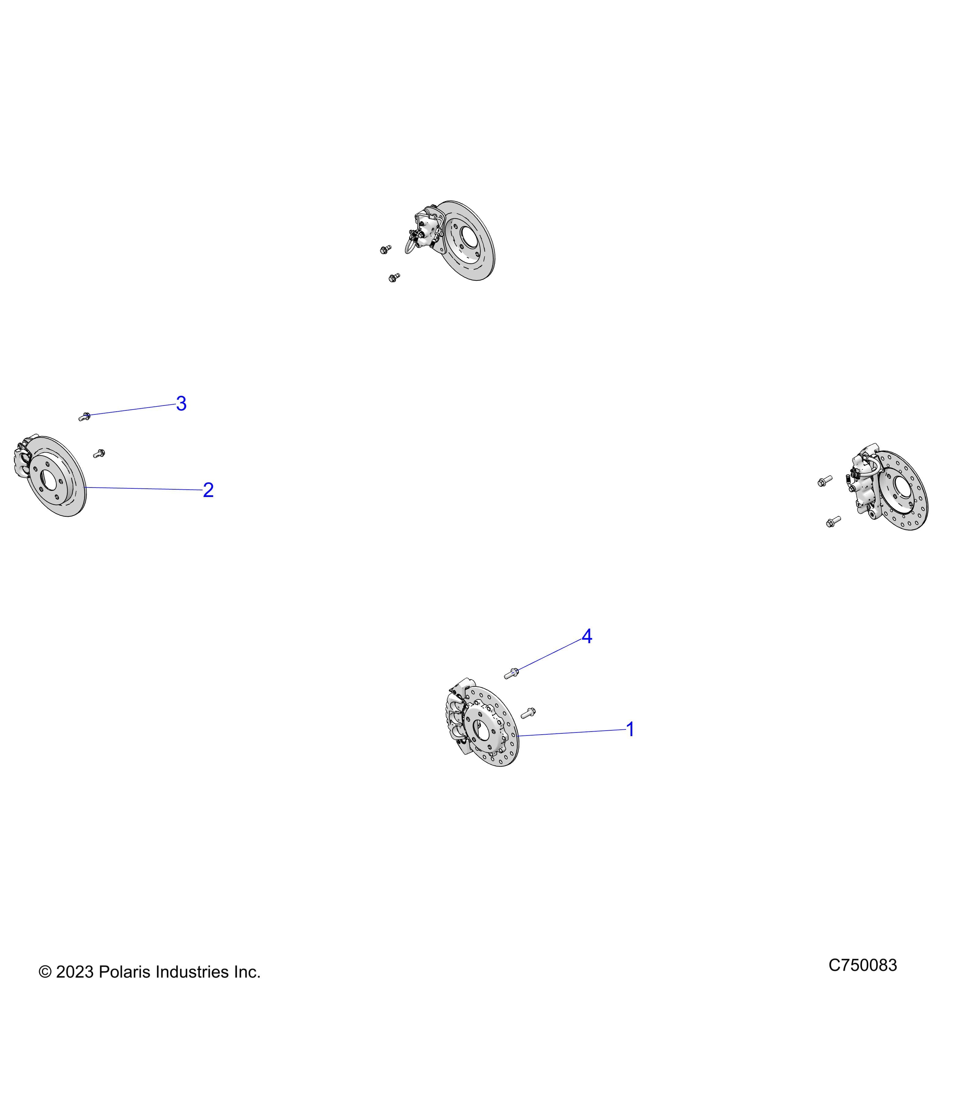 2026 RZR PRO S4 SPORT β BRAKES, CALIPER MOUNTING AND ROTORS - Z26S4E92A4/B4/A6/B6 (C703263) diagram